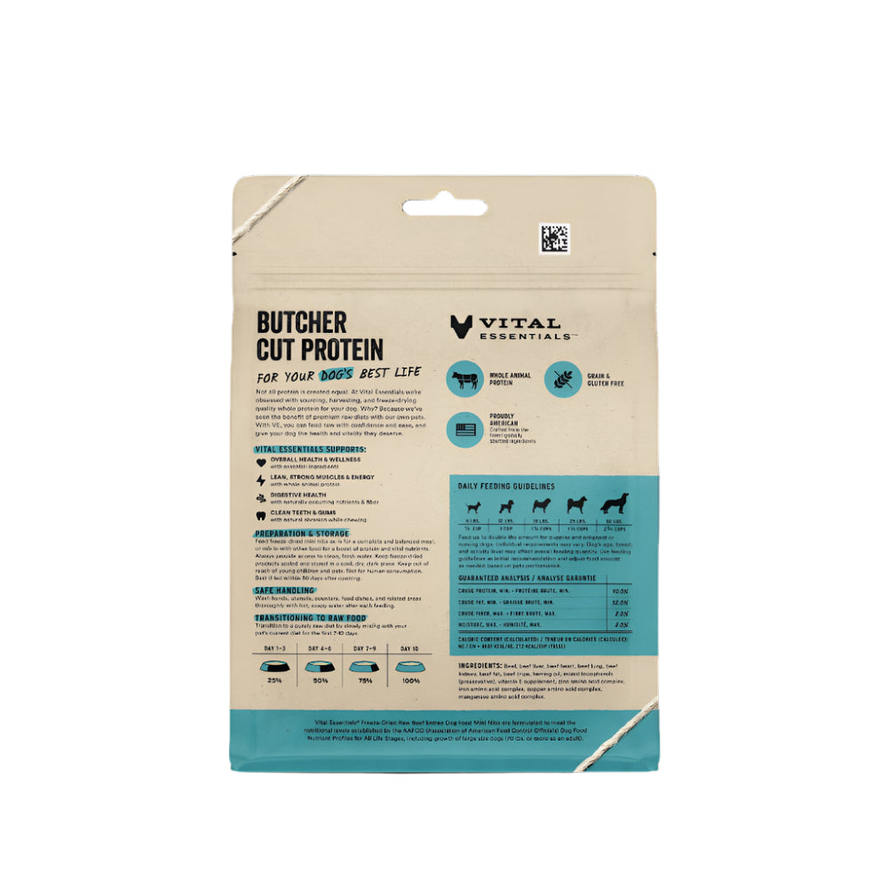 Freeze Dried Raw Beef Entree Mini Nibs - Grain Free Dog Food for Small & Medium Breeds - Perfect for Training, Travel & On-the-Go Snacks