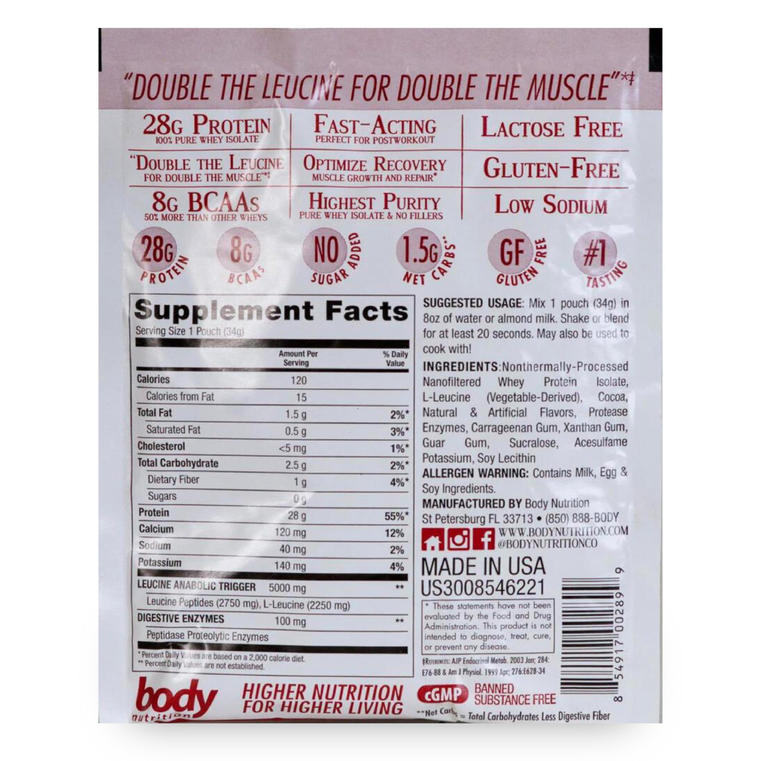 ISO-Ology Leucine-Enhanced Whey Isolate Protein Powder - Gluten Free, Low Sugar & Low Carb Whey Protein Isolate for Men & Women - Chocolate Flavor, 34g - Perfect for Post-Workout Recovery, Muscle Building & Healthy Lifestyle