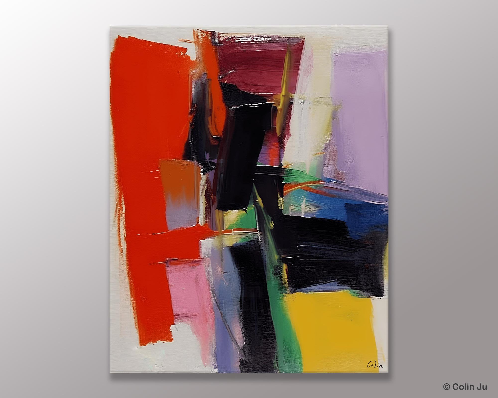 Contemporary Acrylic Abstract Paintings - Modern Red Wall Art for Living Room & Bedroom - Handmade Canvas Artwork - Perfect for Home Decor & Office Spaces