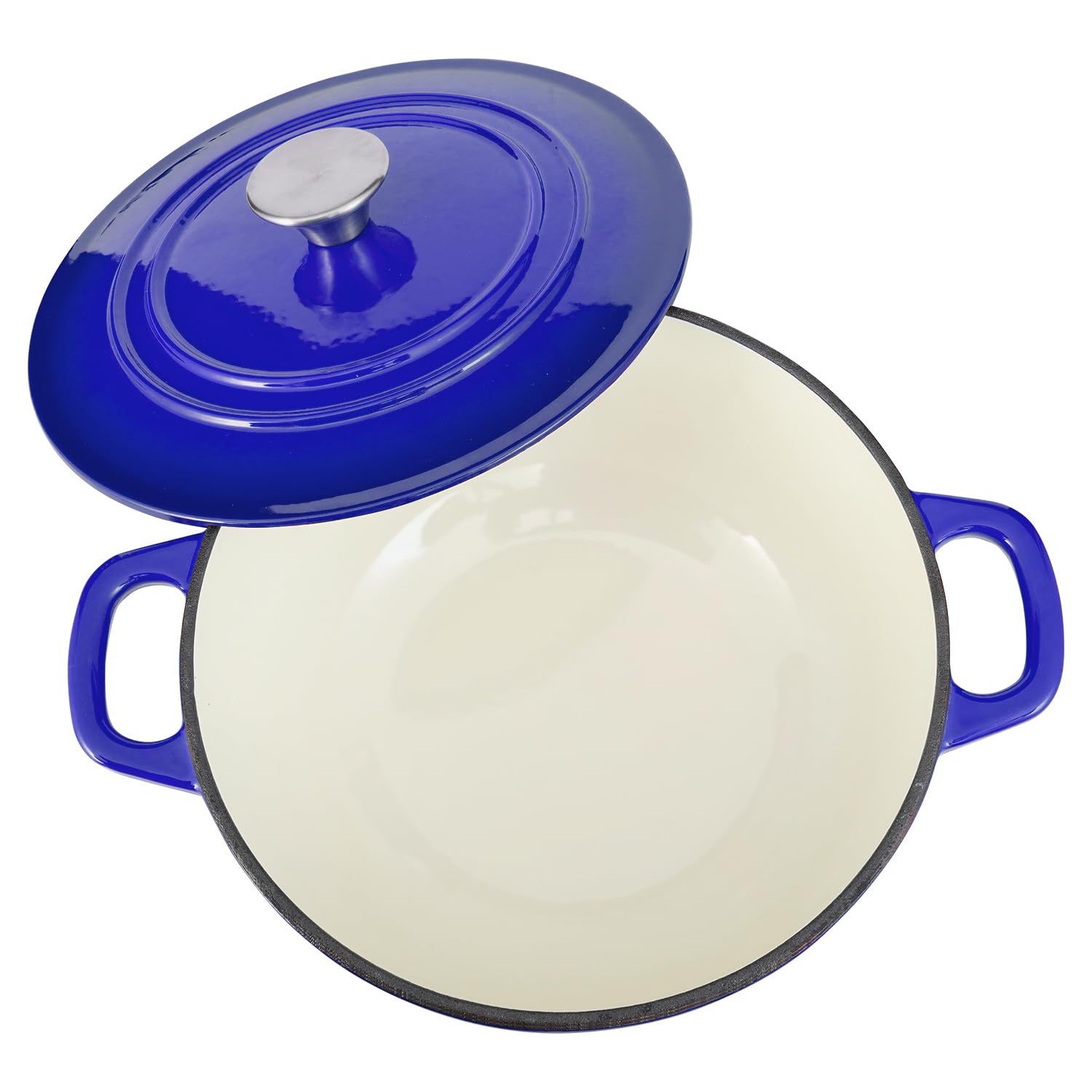 5 Qt Blue Enameled Cast Iron Dutch Oven with Lid & Handles – Perfect for Bread Baking, Stews, Soups & Outdoor Cooking – Heavy Duty Oven Safe Pot for Camping, Roasting & Slow Cooking
