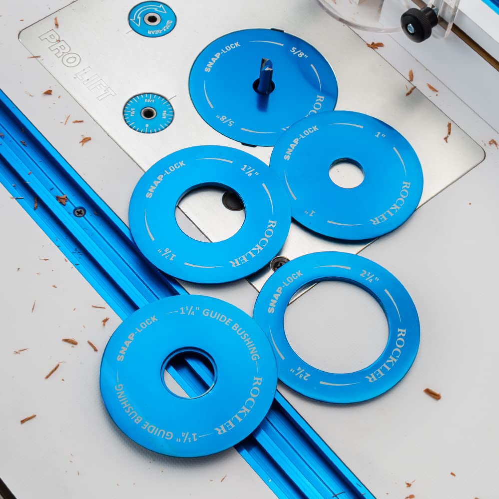 5-Piece Snap-Lock Router Plate Insert Set - Tool-Free Aluminum Twist Locks for Router Table Dust Control & Secure Fit | Perfect for Woodworking, DIY Projects & Professional Router Table Setups