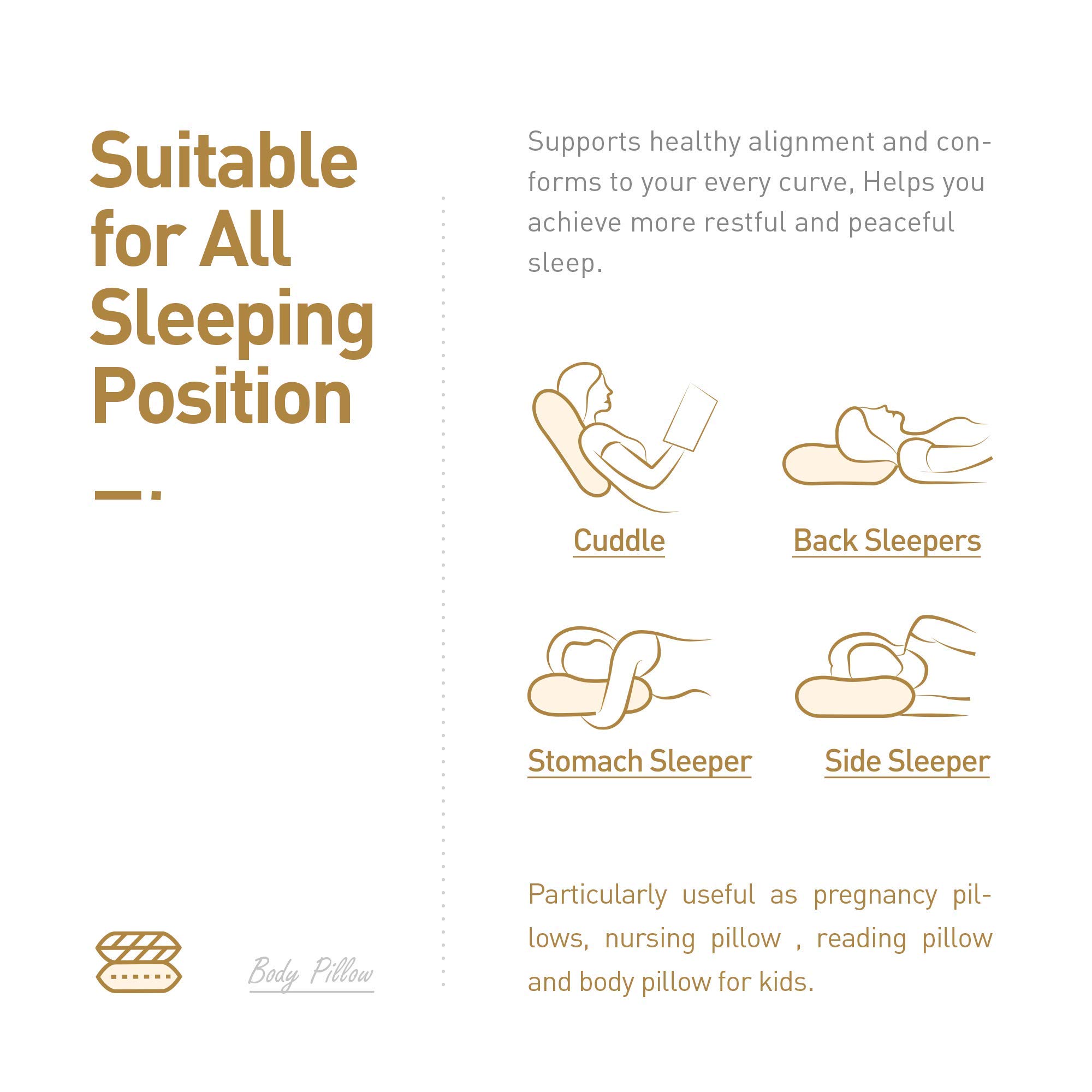 **Acanva Fluffy Body Pillow for Adults & Pregnancy - Soft Long Full Pillow Insert for Side Sleepers - Perfect for Cuddling, Back Support & Comfortable Sleep**    *(Use Cases: Ideal for side sleepers, pregnancy support, cozy cuddling, and relieving back pain.)*