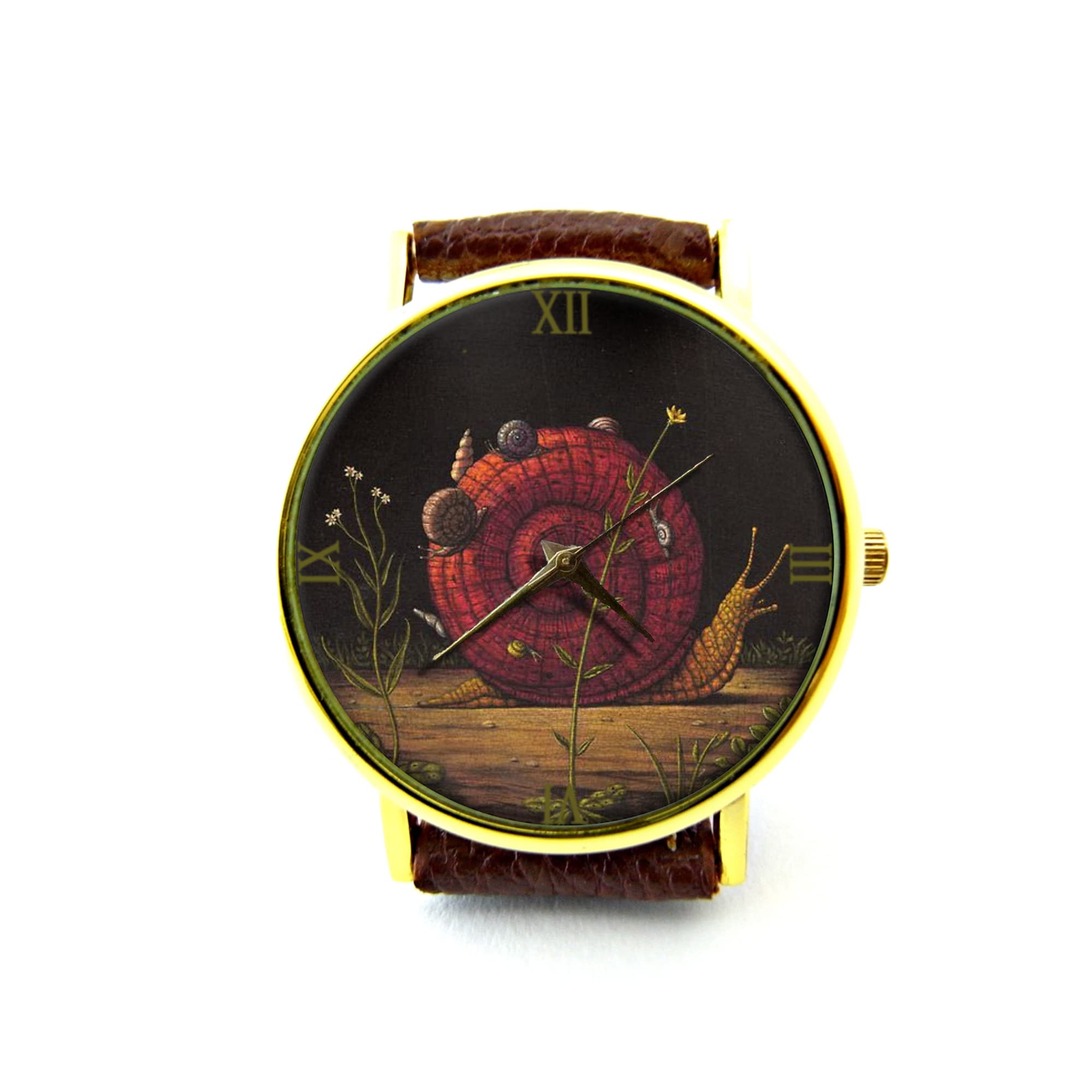 Premium Snail Leather Watch for Women & Men - Unique Insect Jewelry Timepiece P278 - Perfect for Casual, Formal & Outdoor Adventures