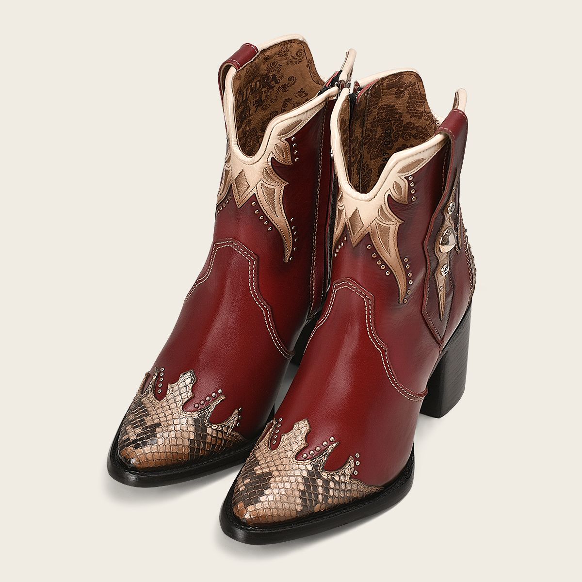 Stylish Women's Red Fashion Python Skin Ankle Boots - Perfect for Parties, Night Out & Casual Wear
