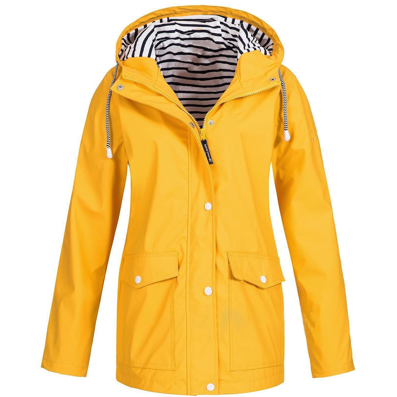 Women's Lightweight Waterproof Rain Jacket with Hood - Windproof Outdoor Windbreaker - Plus Size Active Raincoat for Girls - Perfect for Hiking, Running & Travel