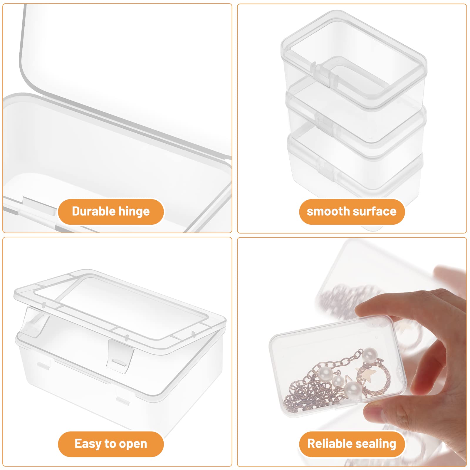 Mathtoxyz 2-Pack Clear Plastic Bead Storage Containers - Small Rectangle Organizer Boxes for Jewelry Making, Nail Art, DIY Crafts & Hardware Storage (Perfect for Beads, Screws, Batteries & Craft Supplies)