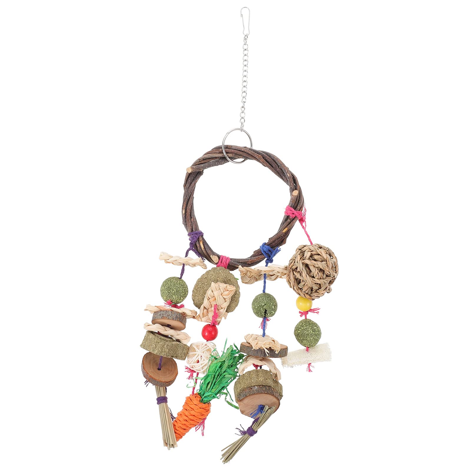 POPETPOP Rabbit Chew Toys - Natural Teething Toys for Rabbits, Hamsters, Gerbils & Small Pets - Hanging Chew Toy for Bunny Dental Care & Stress Relief - Perfect for Cage Enrichment & Small Animal Playtime