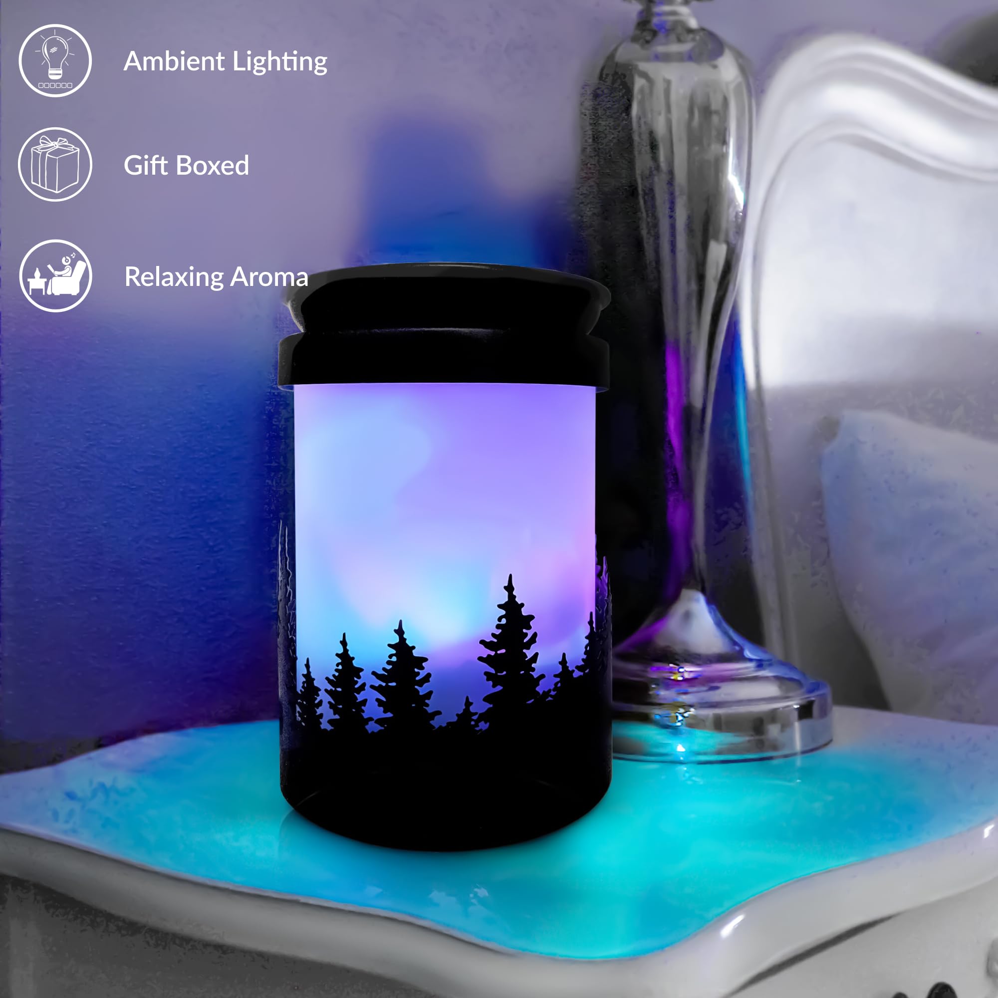 Aurora Northern Lights Electric Wax Melt Burner with LED Lights - Perfect for Aromatherapy, Home Decor, and Relaxation
