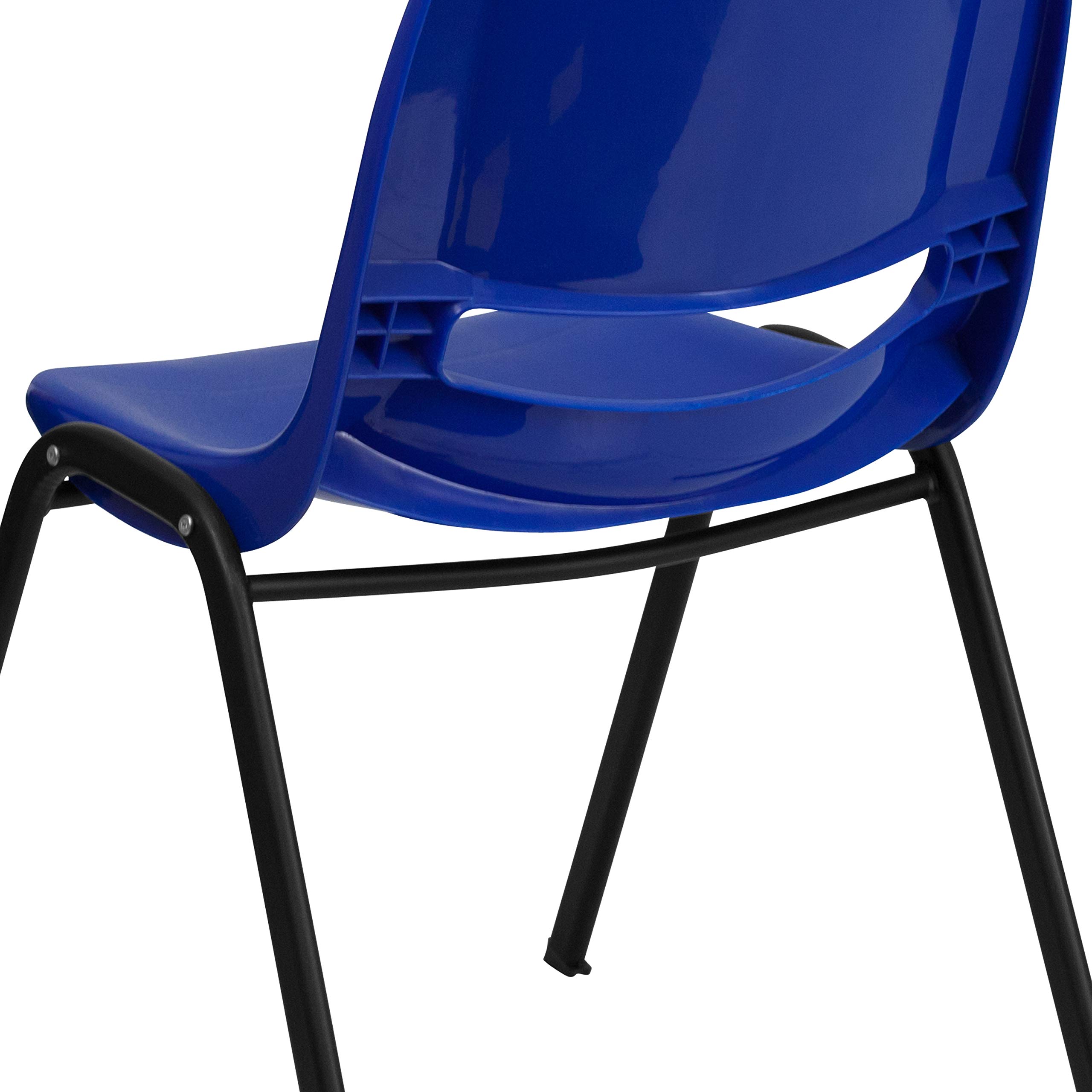 Emma & Oliver Blue Ergonomic Shell Student Stacking Chair - Comfortable Classroom & Office Guest Chair for Schools, Libraries & Conference Rooms