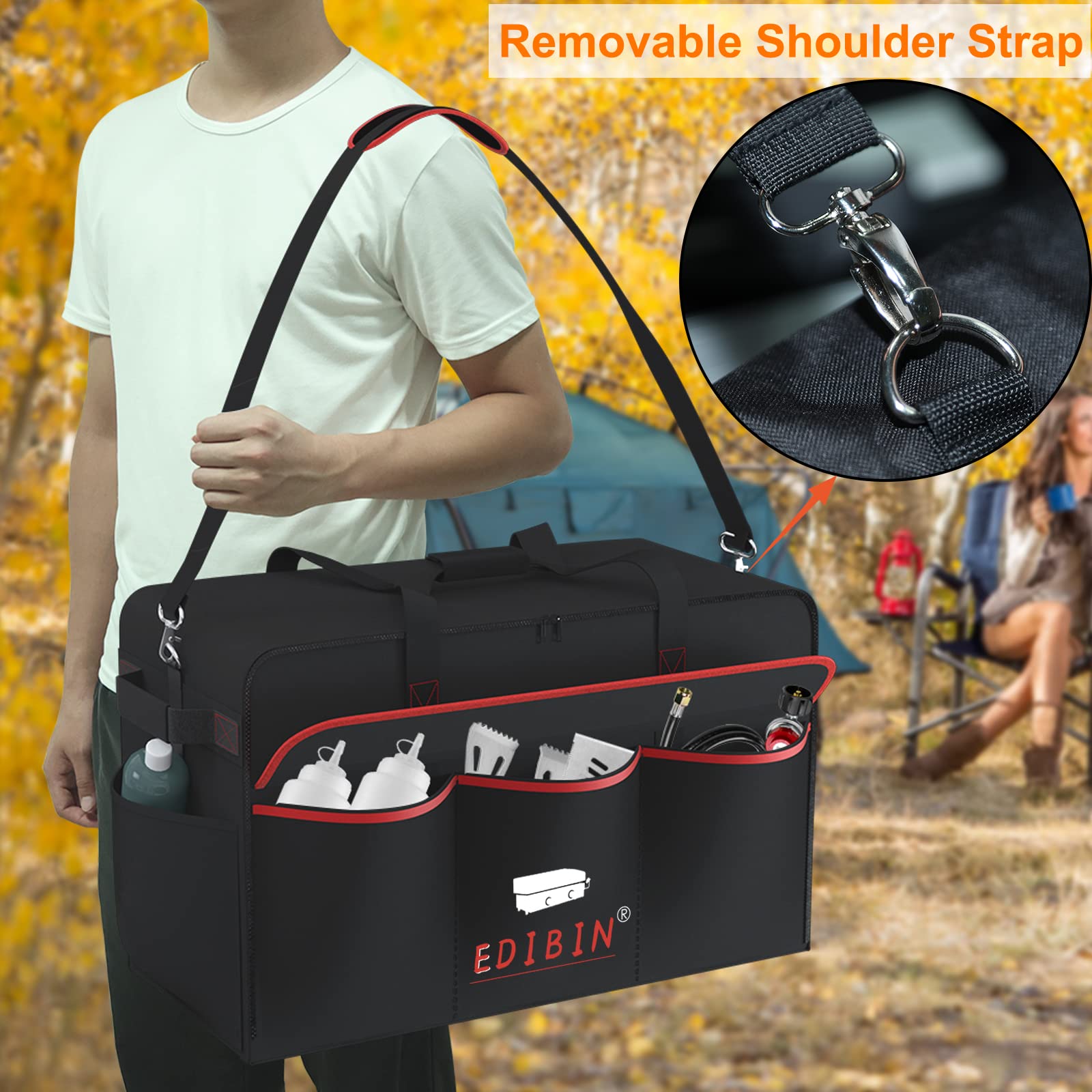 **Blackstone 17-Inch Griddle Carry Bag - Heavy Duty 600D Polyester, Fits 1814 Tabletop Griddle with Hood Lid - Perfect for Camping, Tailgating & Outdoor Cooking**