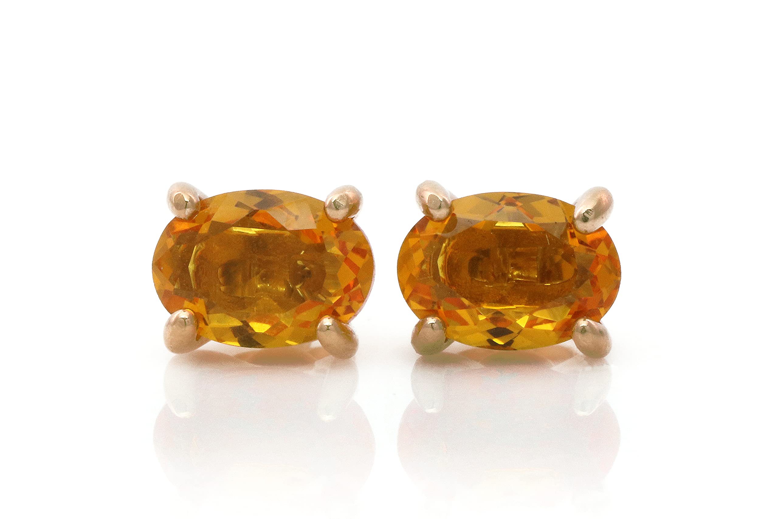 Handmade Citrine Oval Stud Earrings for Women - Dainty Birthstone Jewelry with Gift Box | Perfect for Gifts, Everyday Wear & Special Occasions