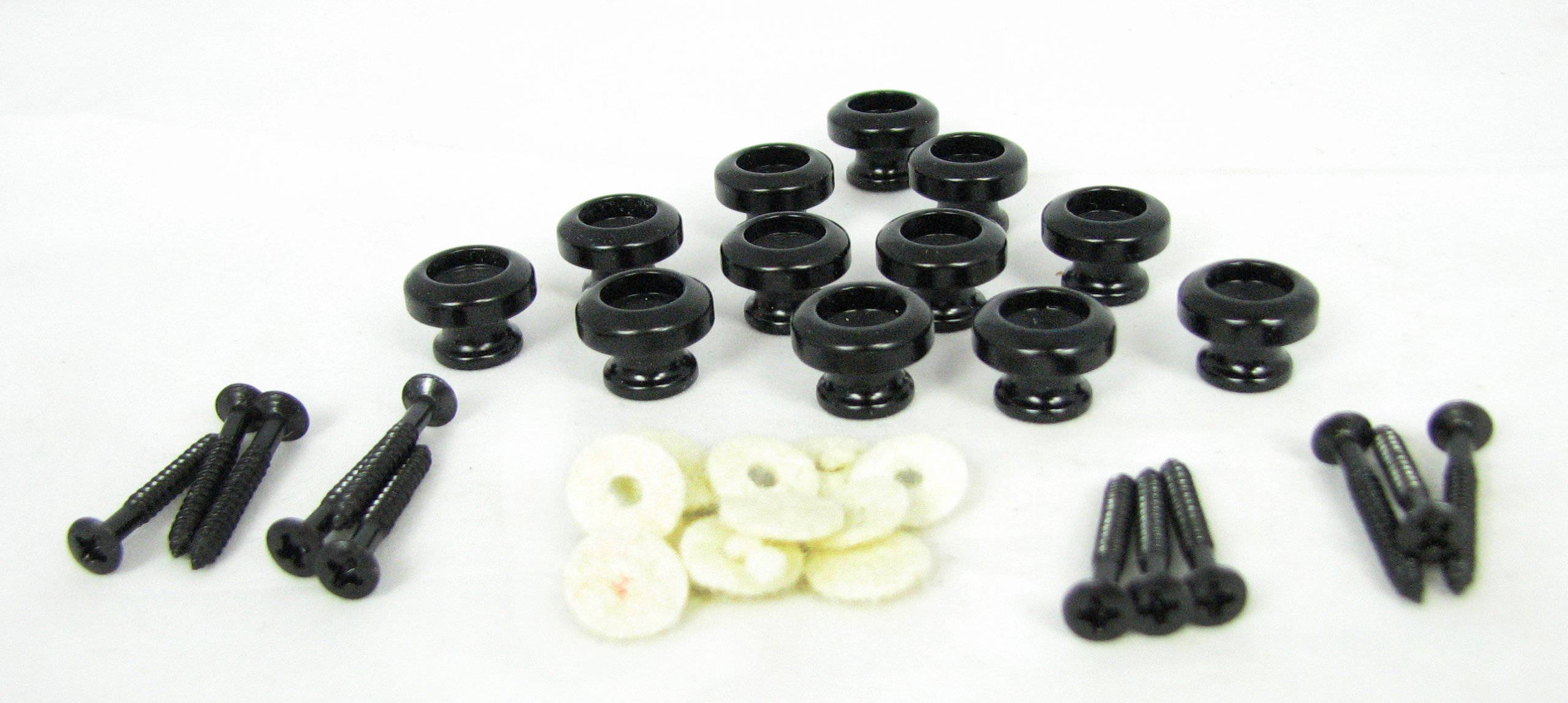 12-Piece Black Strap Buttons for Guitar, Bass, Ukulele & Musical Instruments - Secure & Durable Replacement Strap Locks for Performances & Practice