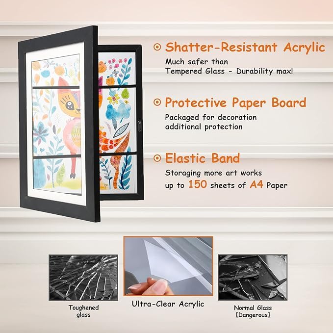 2-Pack Kids Art Frames 8.5x11 - Front Opening Changeable Display for Home & Classroom Decor