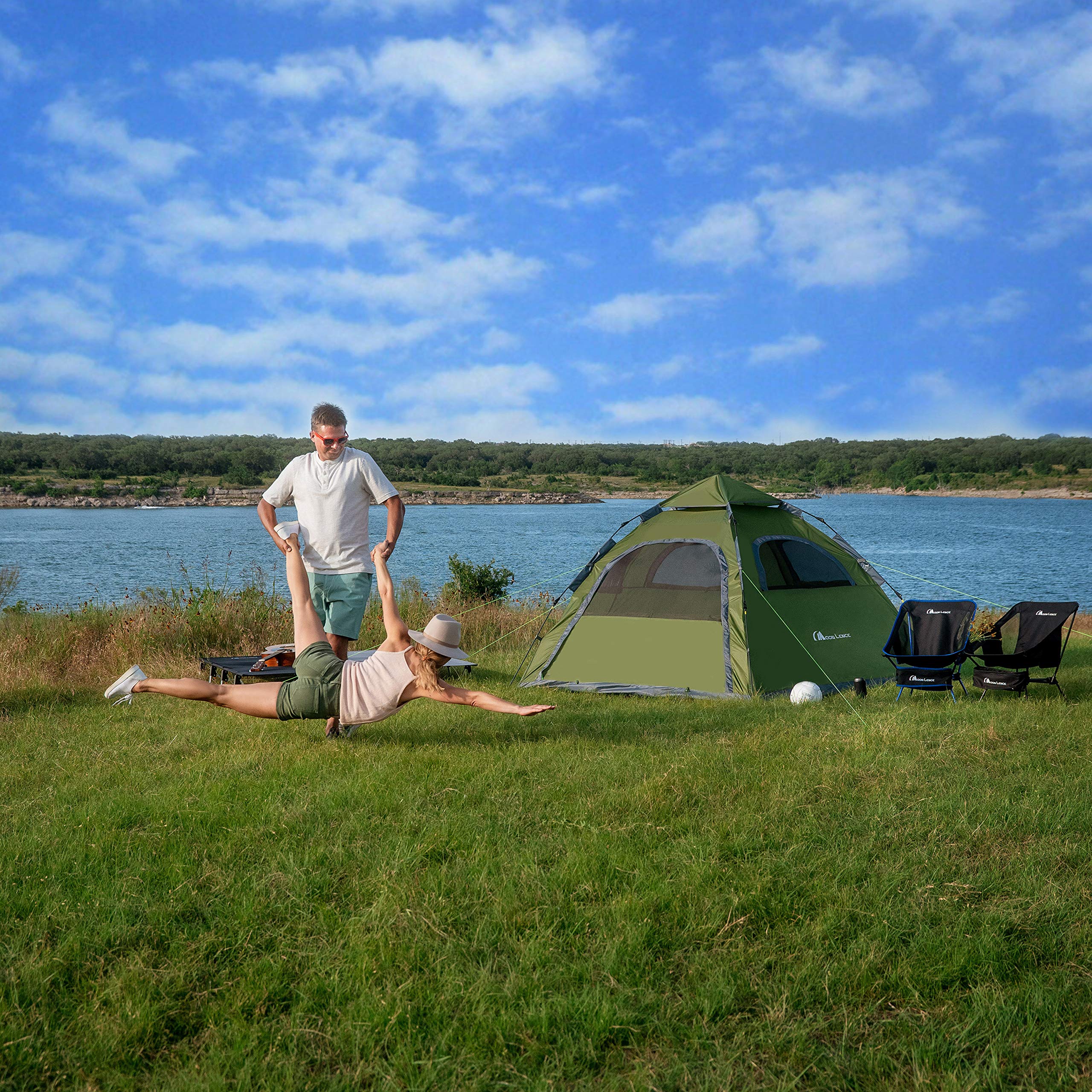 Moon Lence Instant Pop Up Tent - 4-5 Person Family Camping Tent, Waterproof & Windproof Automatic Portable Tent for Camping, Hiking, Mountaineering | Perfect for Backyard, Beach & Outdoor Adventures