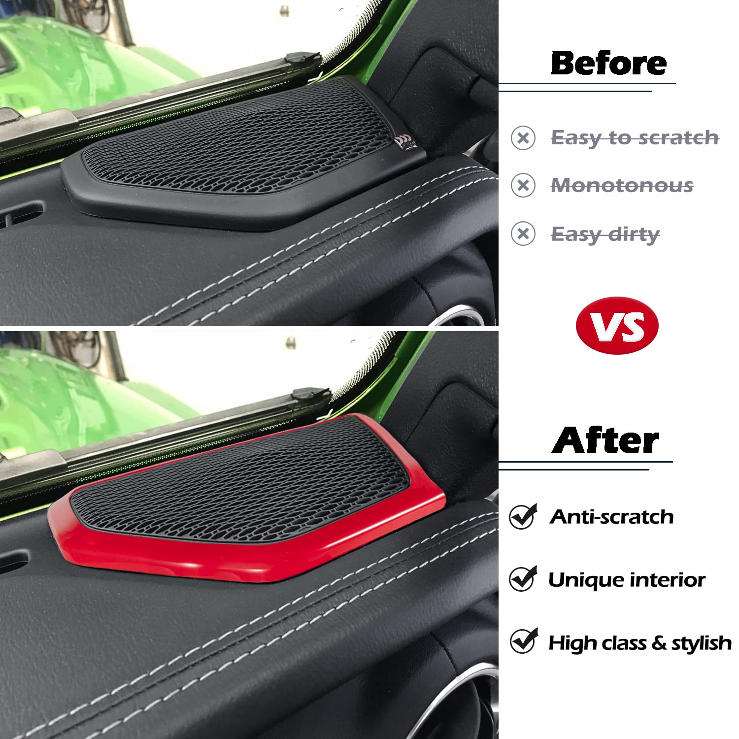 ABS A Pillar Speaker Cover Trim Stickers - Red Car Interior Accessories for Jeep Wrangler JL & JLU (2018-2024) | Enhance Sound & Style for Off-Road Adventures