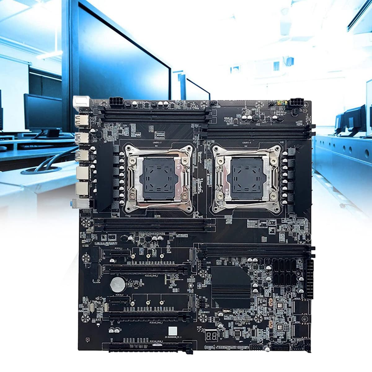 XIDIT X99 Dual-Socket LGA2011-3 Motherboard with 8x DDR4 ECC RAM Slots, Switch Line, SATA Cable & Thermal Grease - Supports Intel Xeon E5 V3/V4 CPUs | Perfect for Server Builds, Workstations & High-Performance Computing