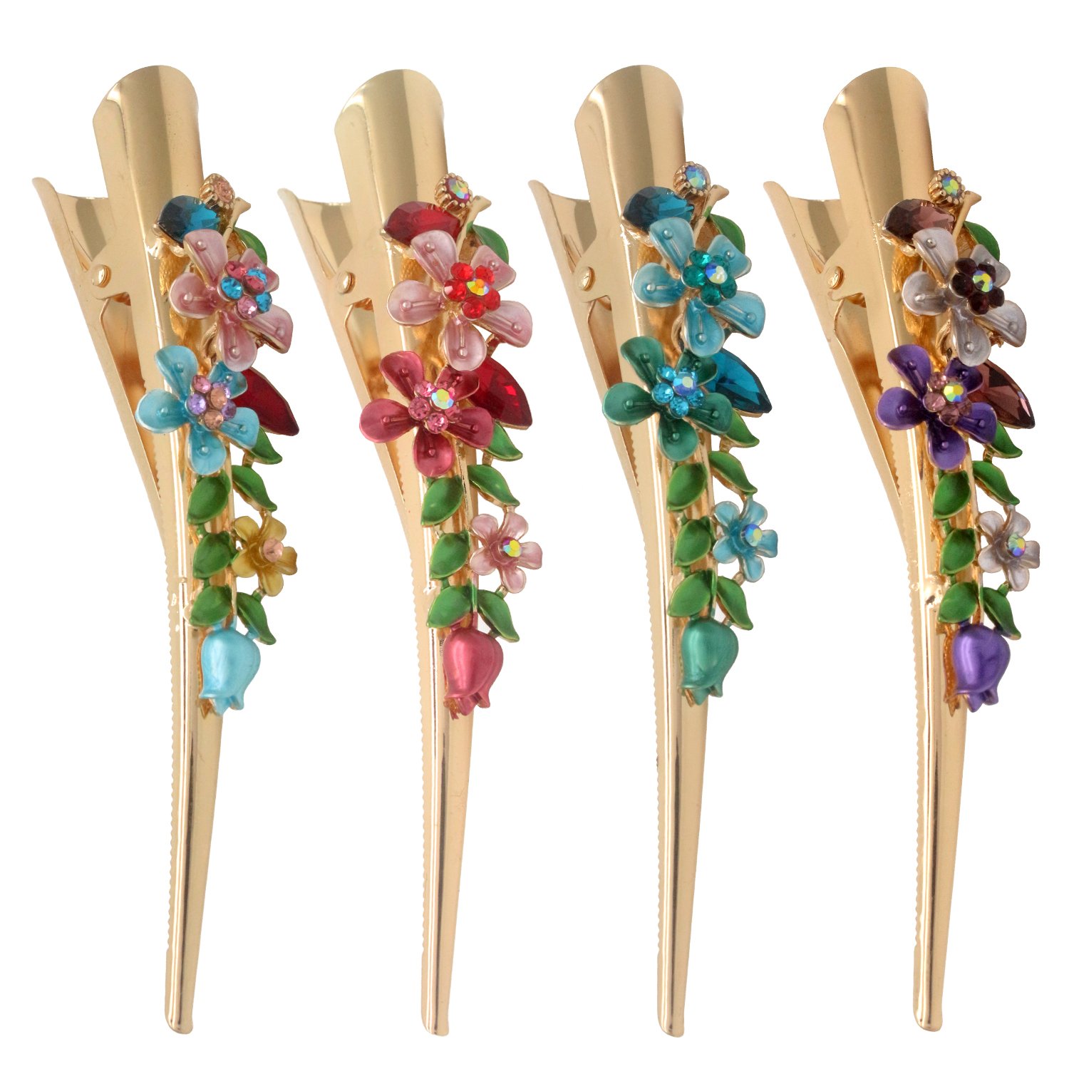 HOLLIHI 4-Pack Large Metal Alligator Hair Clips for Women & Girls - Strong Non-Slip Hair Grips for Thick Hair, Gold Hair Accessories - Perfect for Ponytails, Buns & Styling
