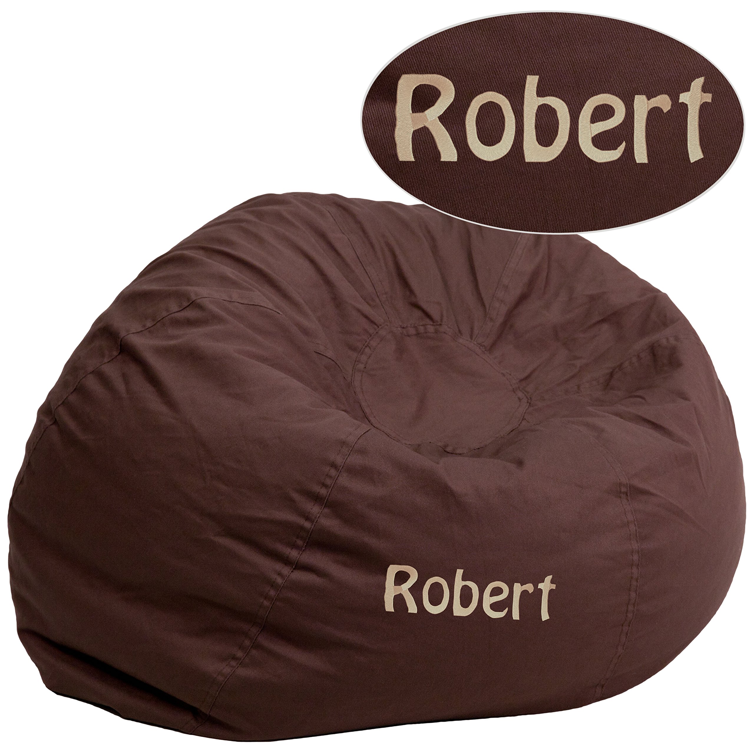 Custom Personalized Bean Bag Chair for Kids & Adults - Add Your Name & Text (Brown, Adult Size) - Perfect for Nursery, Living Room & Game Room Decor