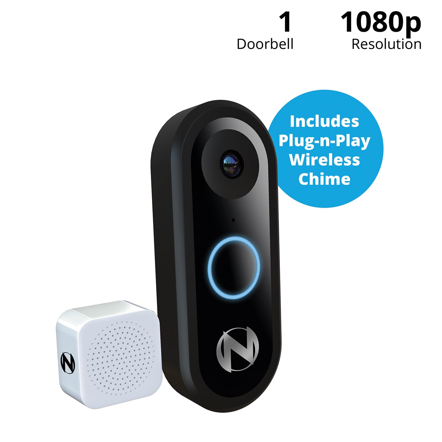 Night Owl 1080p HD Smart Video Doorbell with Motion Detection - Wireless Chime & Easy Installation - Perfect for Home Security & Package Delivery Monitoring