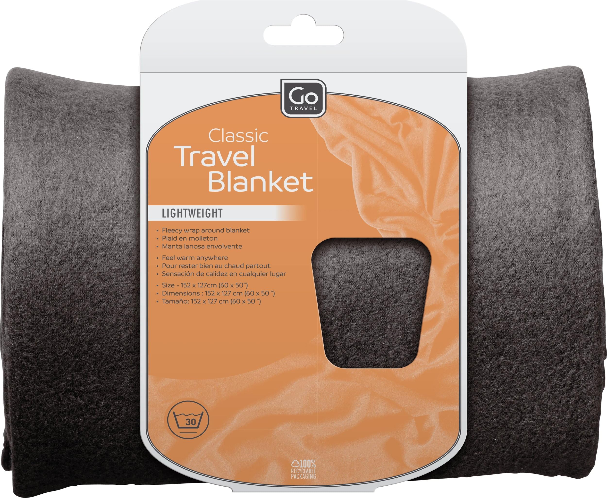 Soft Fleece Travel Blanket for Airplane, Car, Bus & Train - Compact & Cozy Blanket for Travel Essentials, Perfect for Long Flights, Road Trips & Commuting - Lightweight & Packable (Gray)