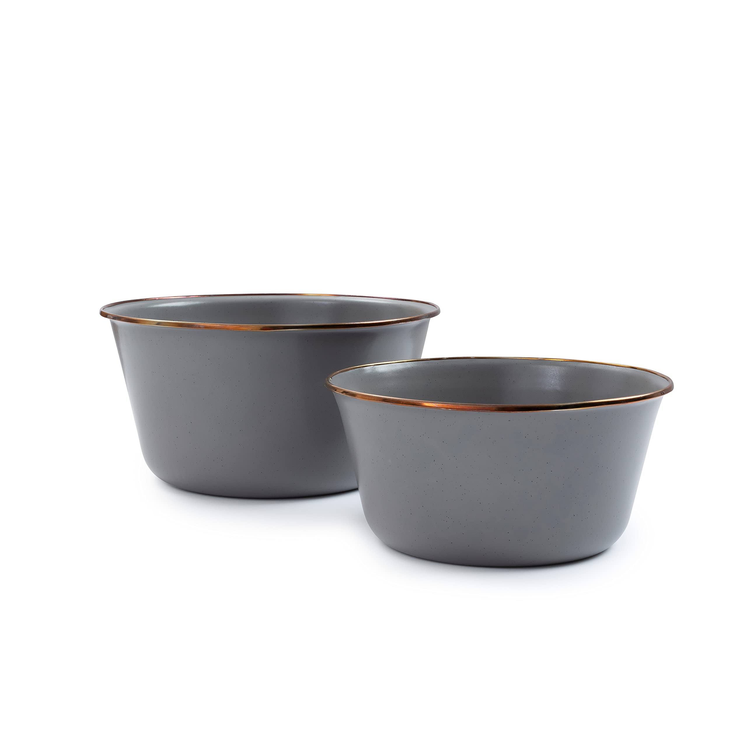 Barebones Enamel Mixing Bowl Set - 3-Piece Stainless Steel Mixing Bowls for Baking, Salad, Serving & Camping - Durable Kitchen & Outdoor Dishes (Slate Gray) - Perfect for Home Cooking, Picnics & Camping Trips