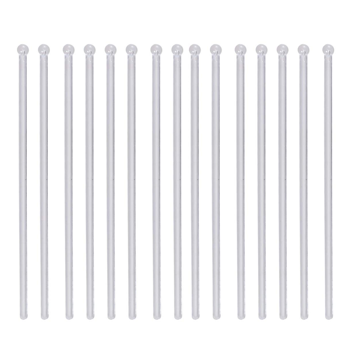 50Pcs Clear Plastic Cocktail Stirring Sticks - Round Head Drink Mixer Bar Muddler Swizzle Sticks for Cocktails, Coffee, Tea & Smoothies - Perfect for Home Bars, Parties & Restaurants
