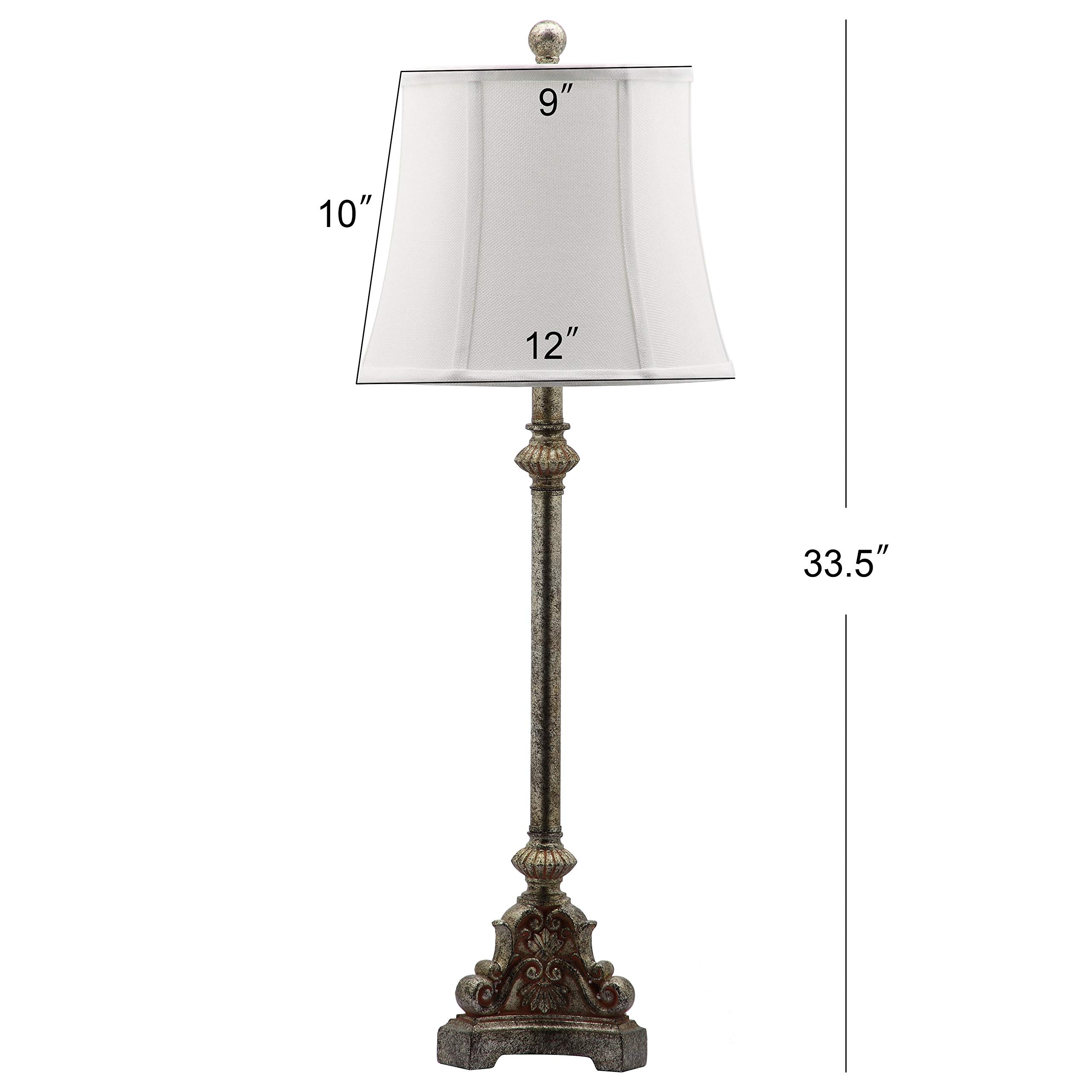SAFAVIEH Rimini 34-inch Traditional Rustic Farmhouse Table Lamp Set of 2 with LED Bulbs - Antique Silver Finish for Bedroom, Living Room, Home Office & Nightstand Lighting Decor