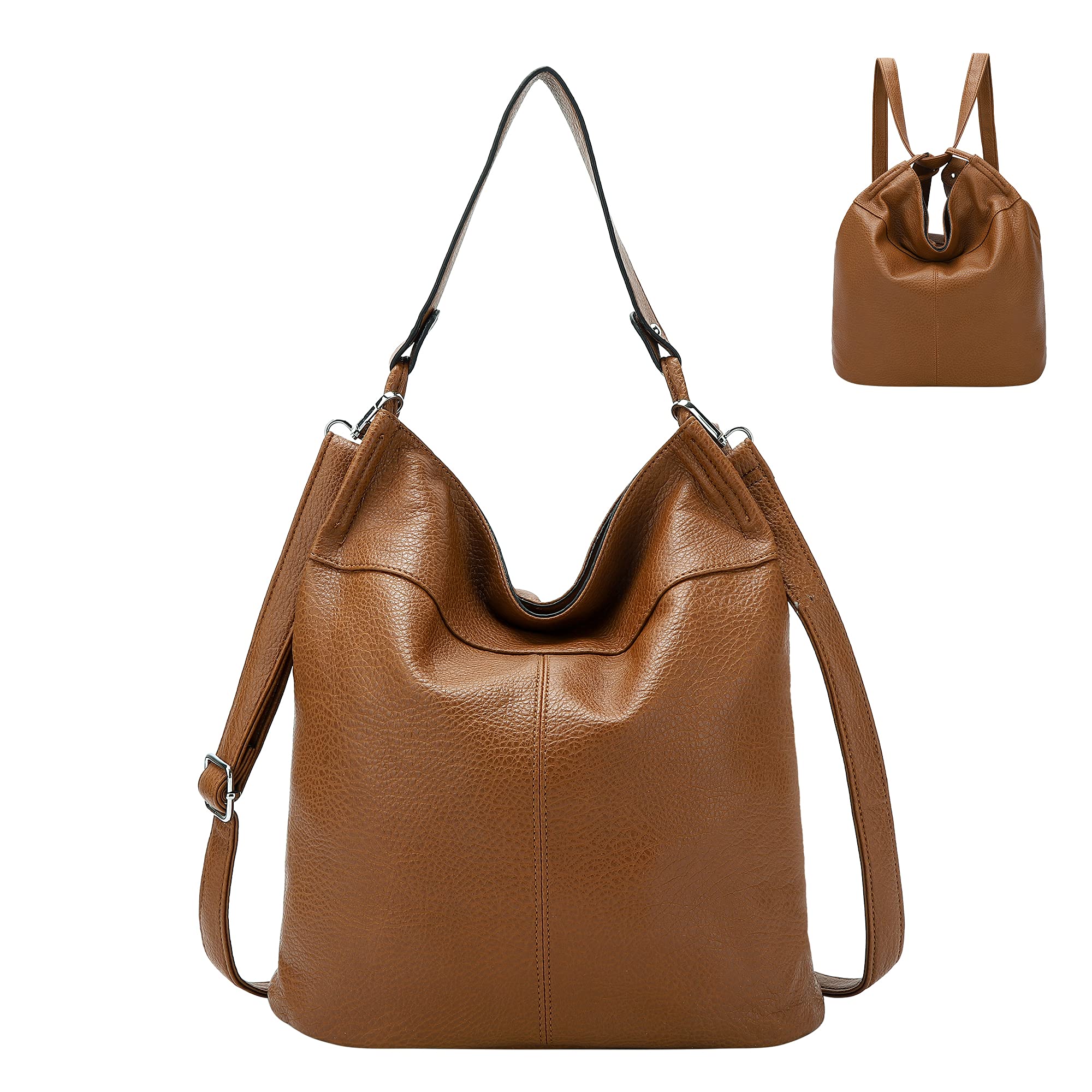 Women's Convertible Backpack Purse - Crossbody Shoulder Handbag in Brown | Fashionable & Functional for Work, Travel & Daily Use