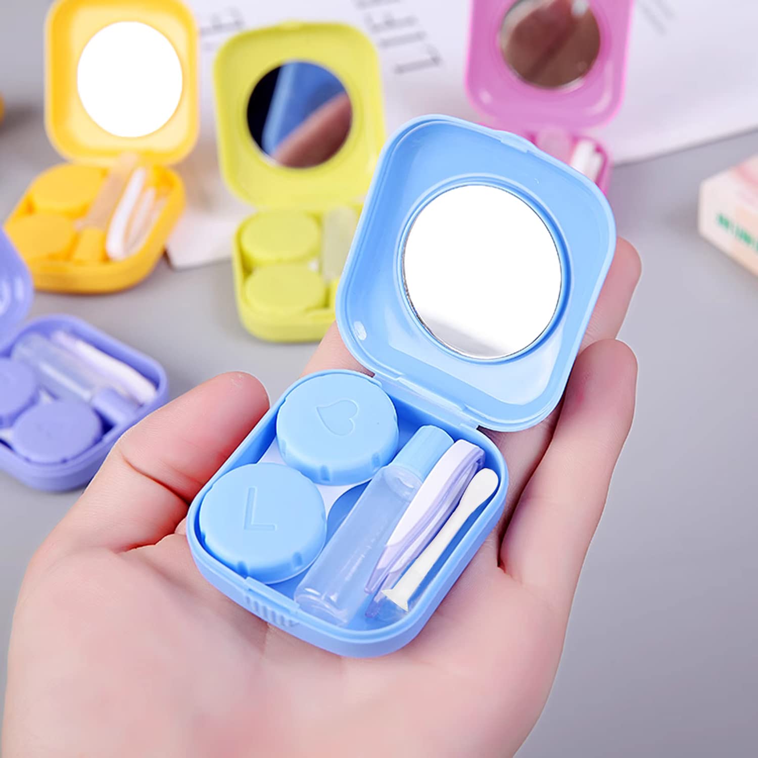 NINVVS 6 Pack Contact Lens Cases with Mirror - Waterproof Travel Storage & Carrying Case for Daily Use, Work, Gym, and Outdoor Activities | Compact Contact Lens Accessories for Travelers