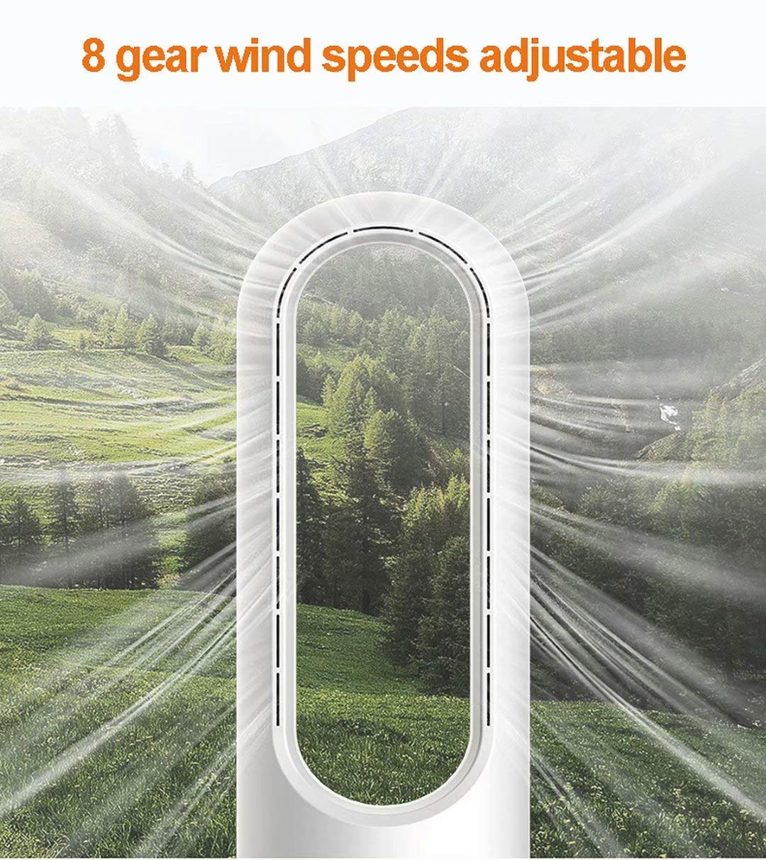 18 Inch Bladeless Tower Fan - Ultra Quiet, Leafless Household & Desktop Electric Fan with Remote Control & Oscillation - Perfect for Summer, Bedroom, Office (Silver) | Stay Cool in Home, Office & Dorm Rooms