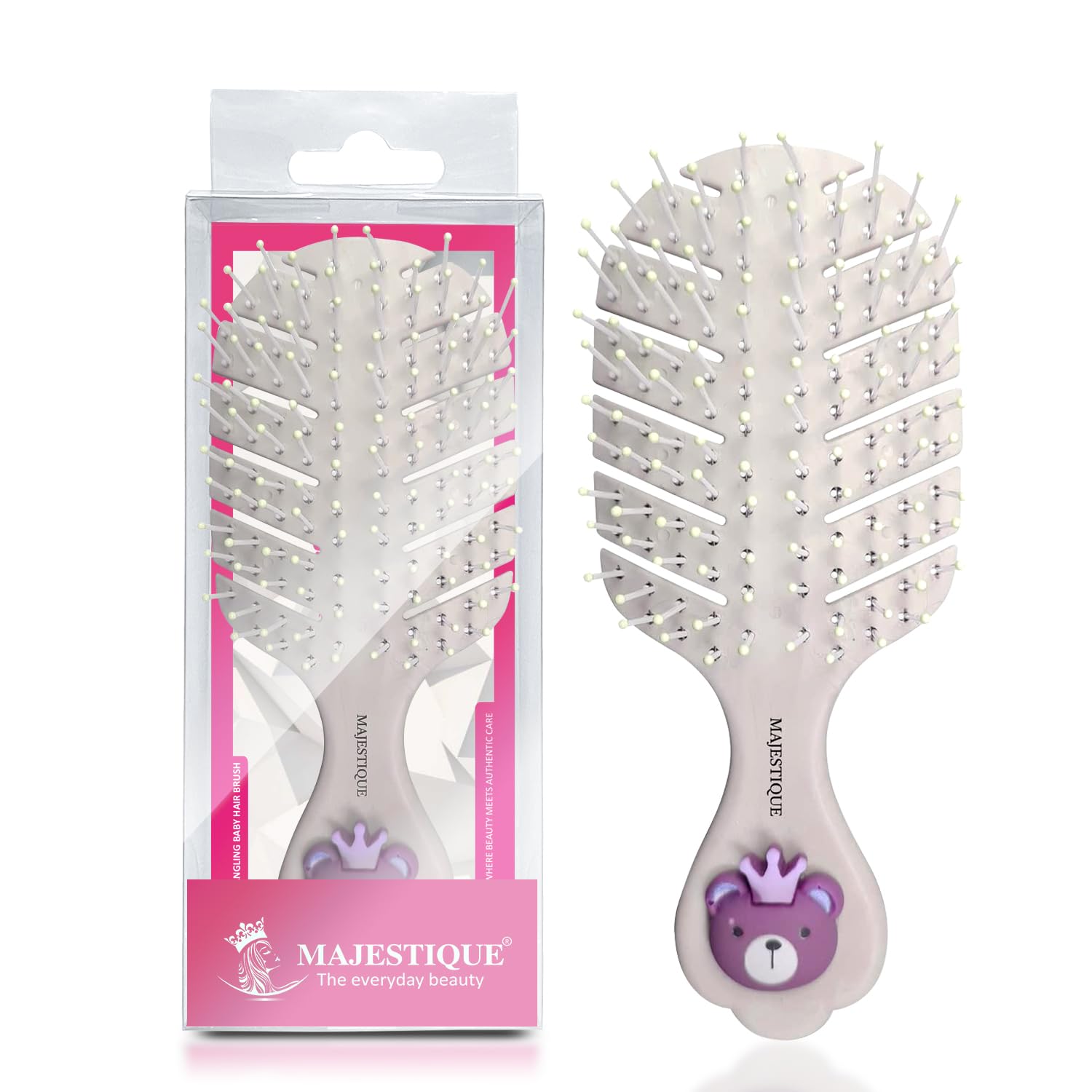 Majestique Small Travel Hair Brush - Detangling Comb for Kids, Women & Men - 100% Biodegradable Mini Brush for Curly, Wet or Dry Hair - Pocket Pro Hairbrush (Color May Vary) - Perfect for Travel, Gym, Purse & On-The-Go Styling