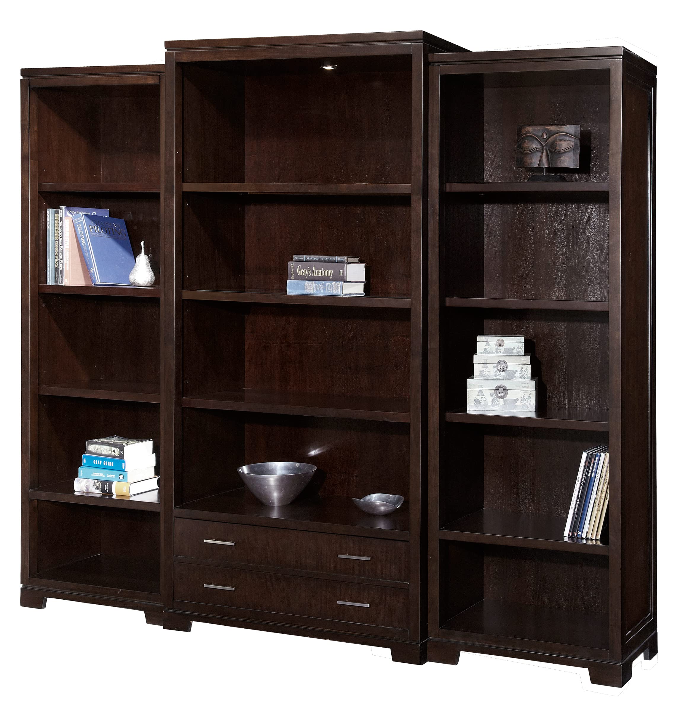 Hekman Mocha Narrow 5-Shelf Bookcase - Solid Ash Wood with Ash Veneer, Mid-Century Modern Storage Shelf for Living Room, Home Office & Study - Perfect for Books, Decor & Organizing Small Spaces