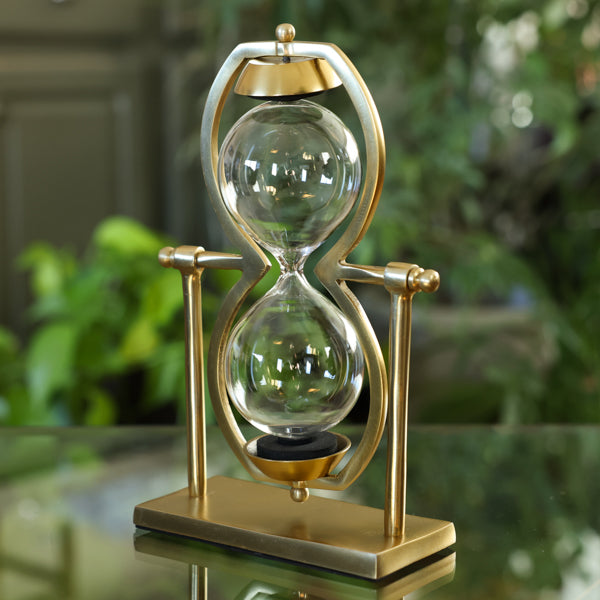 Gold Figure Eight Rotating Hourglass Kit - Decorative Sand Timer for Home Office Desk, Meditation & Stress Relief - Perfect Gift for Zen Decor