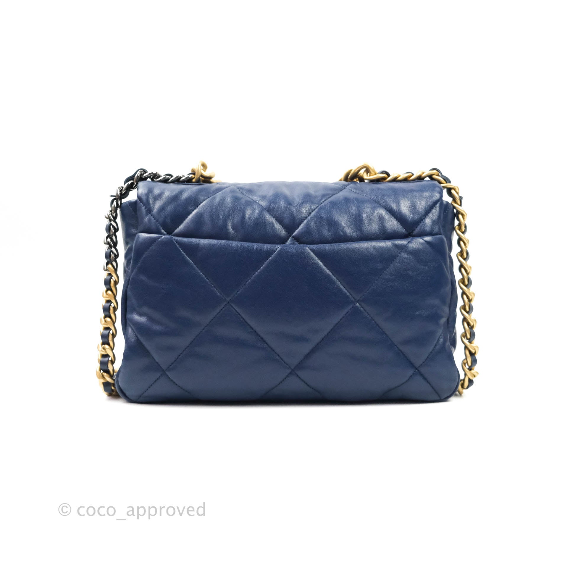 Chanel 19 Medium Flap Bag in Blue Goatskin Leather with Mixed Hardware - Perfect for Everyday Luxury & Special Occasions