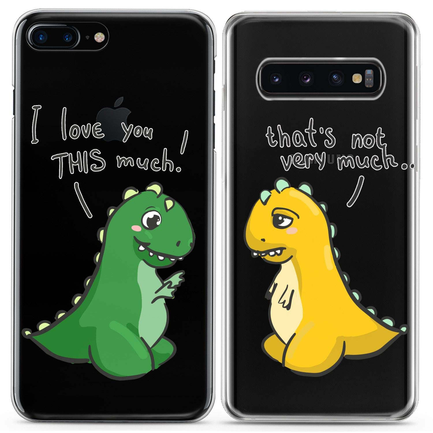 Matching Couple Phone Cases for iPhone 16/15/14/13/12/11 Pro Max/Mini/Xs/X/6s/8 Plus/7+/Xr/10/SE/5 - Clear Slim Flexible Cover with 