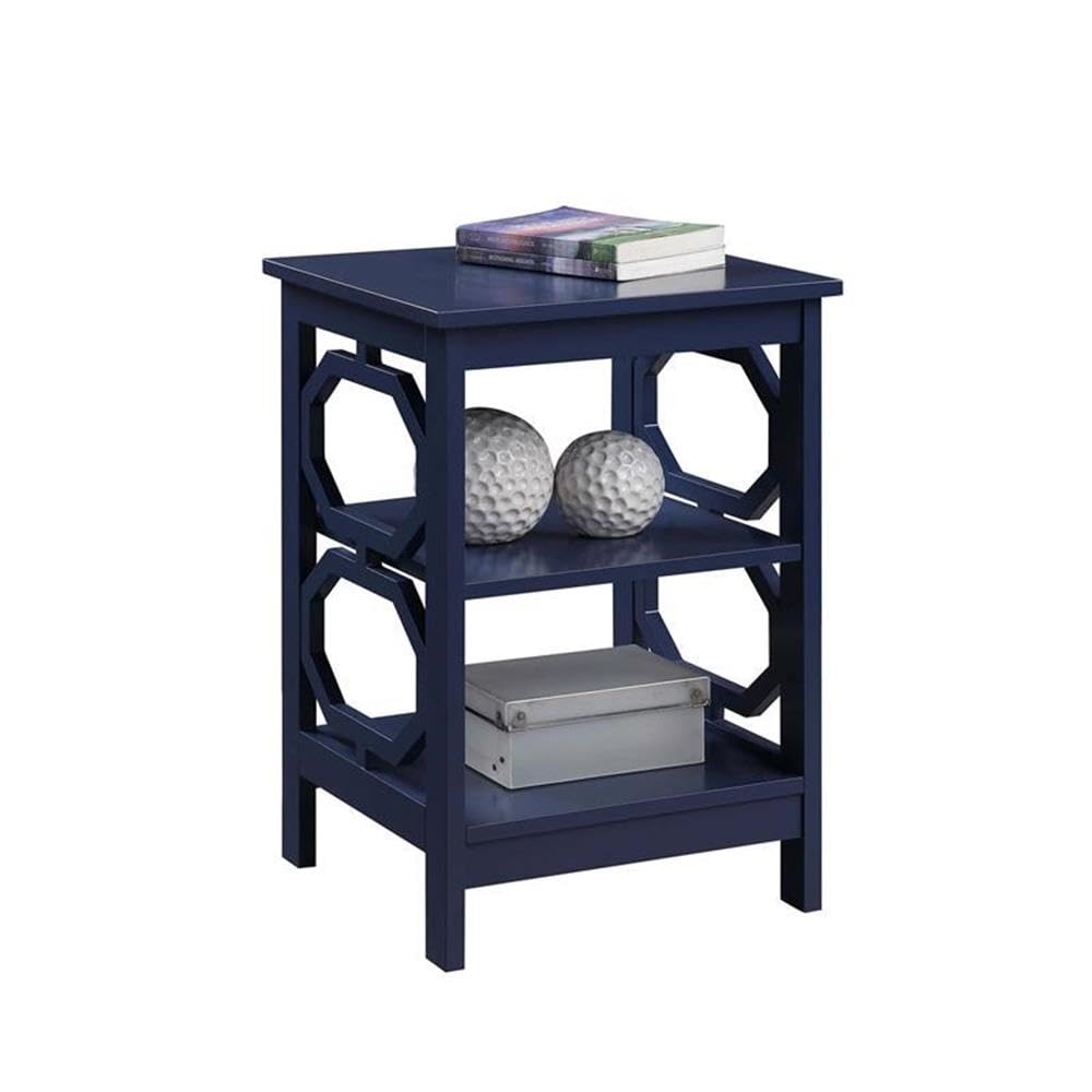 Home Square Omega End Table Set of 2 - Cobalt Blue Wood Finish Nightstand for Living Room, Bedroom & Office | Modern Side Table with Storage Shelf