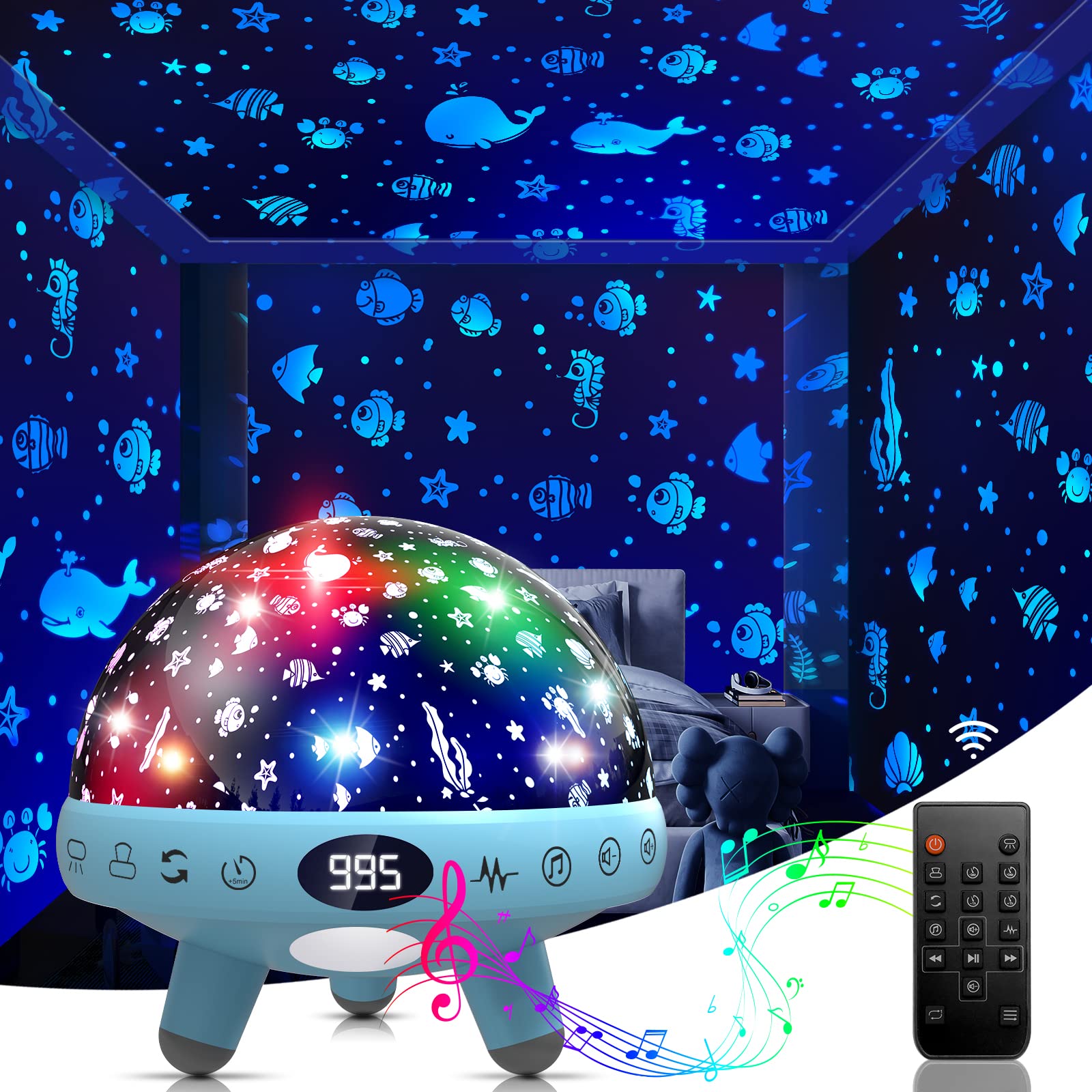 **Best Kids Night Light with Sound Machine - 29 Soothing White Noise Sounds & Ocean Projector for Baby Sleep, Nursery & Bedroom Decoration - Perfect for Bedtime, Relaxation & Nighttime Comfort**