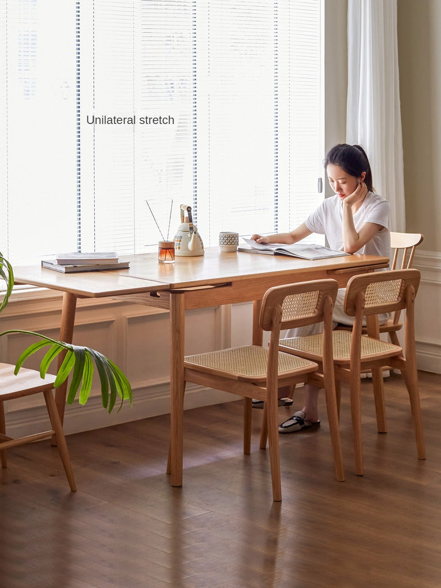 Solid Oak Wood Extendable Dining Table - Expandable Large Tabletop for Family Gatherings & Dinner Parties | Perfect for Small Spaces & Entertaining Guests