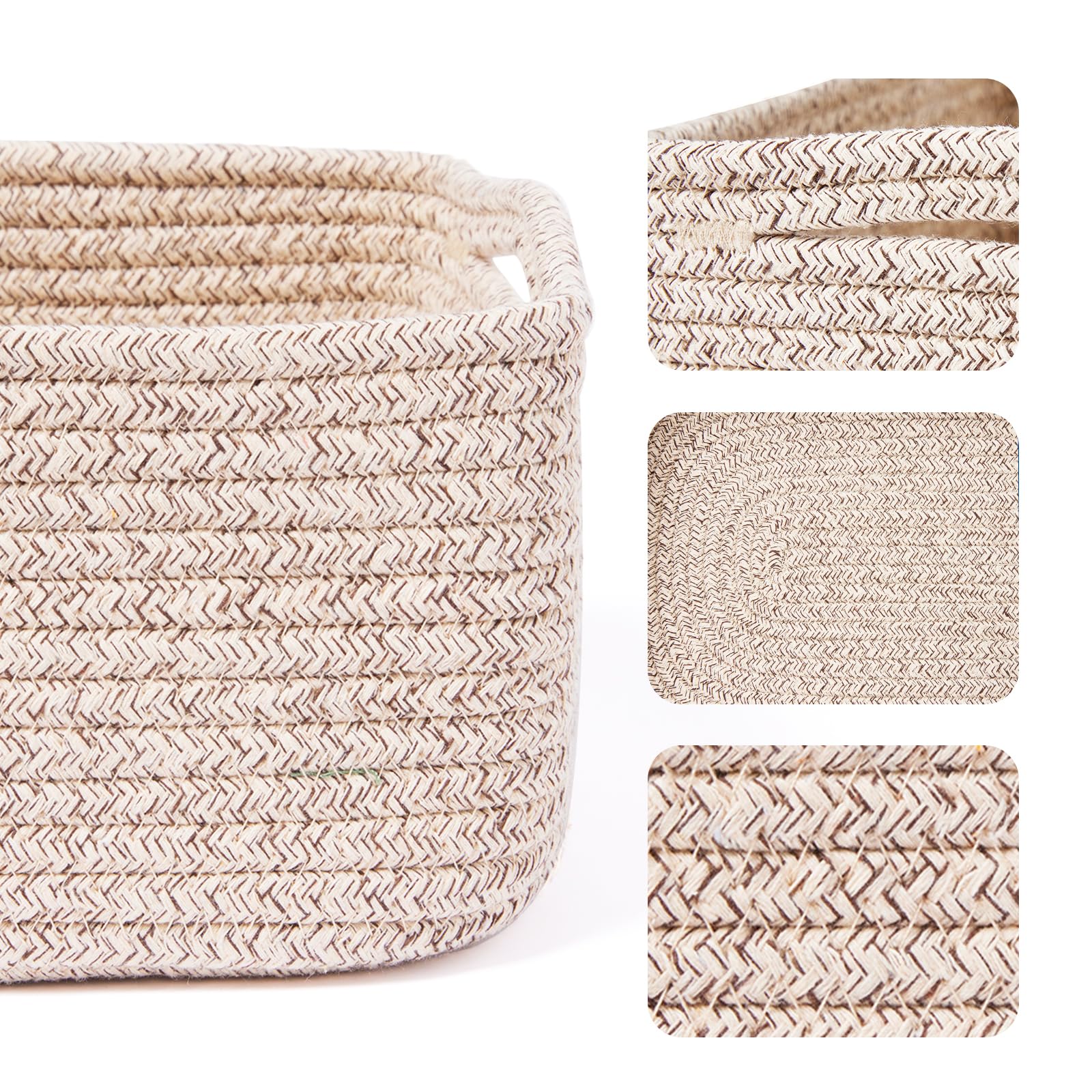 Woven Rope Storage Baskets - 3 Pack Organizer Bins for Closet & Toys | 13×8.5×5.1”