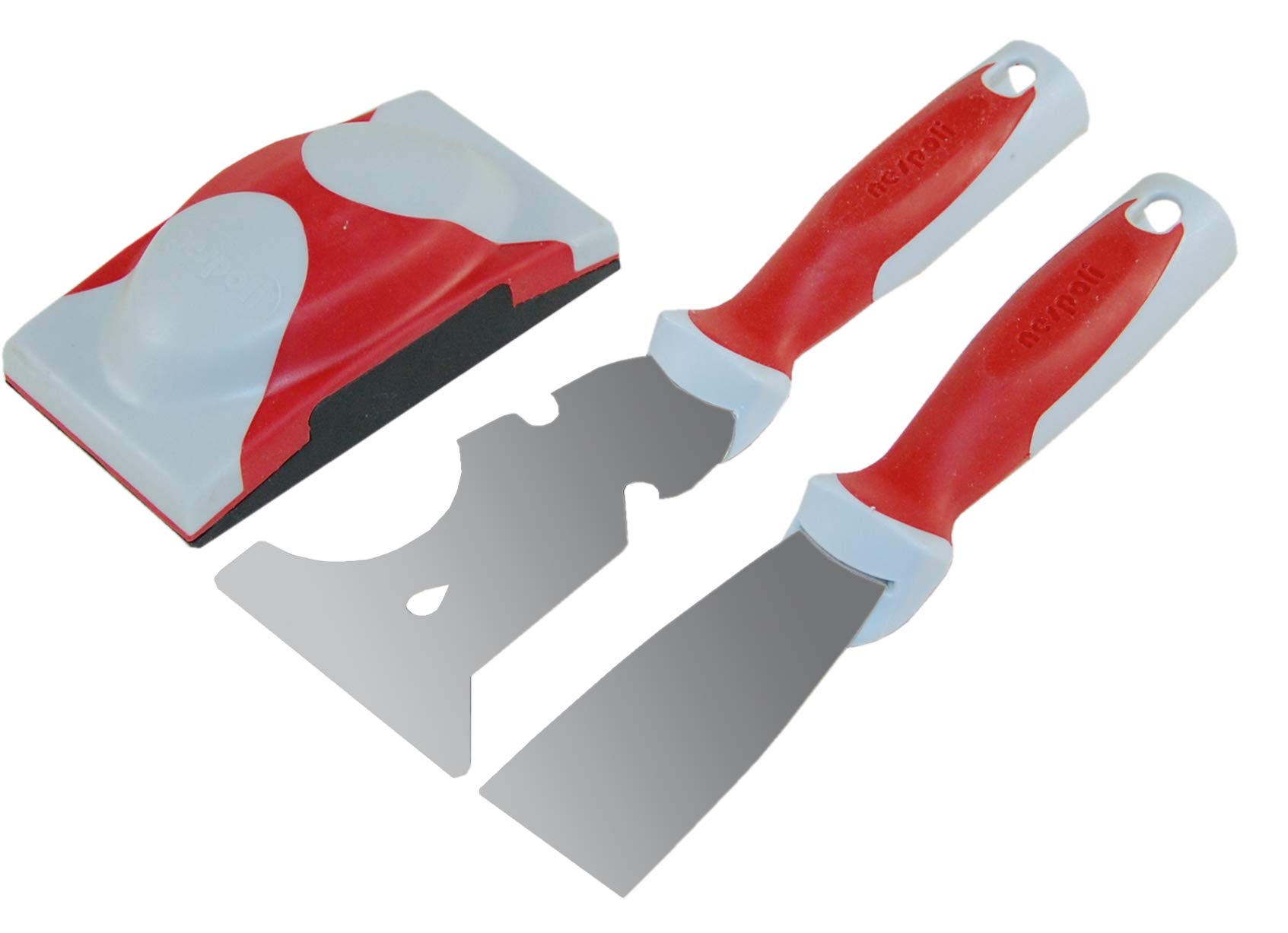 Nespoli Sanding and Filling Kit - Sandpaper Holder, Multi-Function Spatula & Scraper - DIY Repair Tool Set for Woodworking, Drywall & Home Renovation Projects