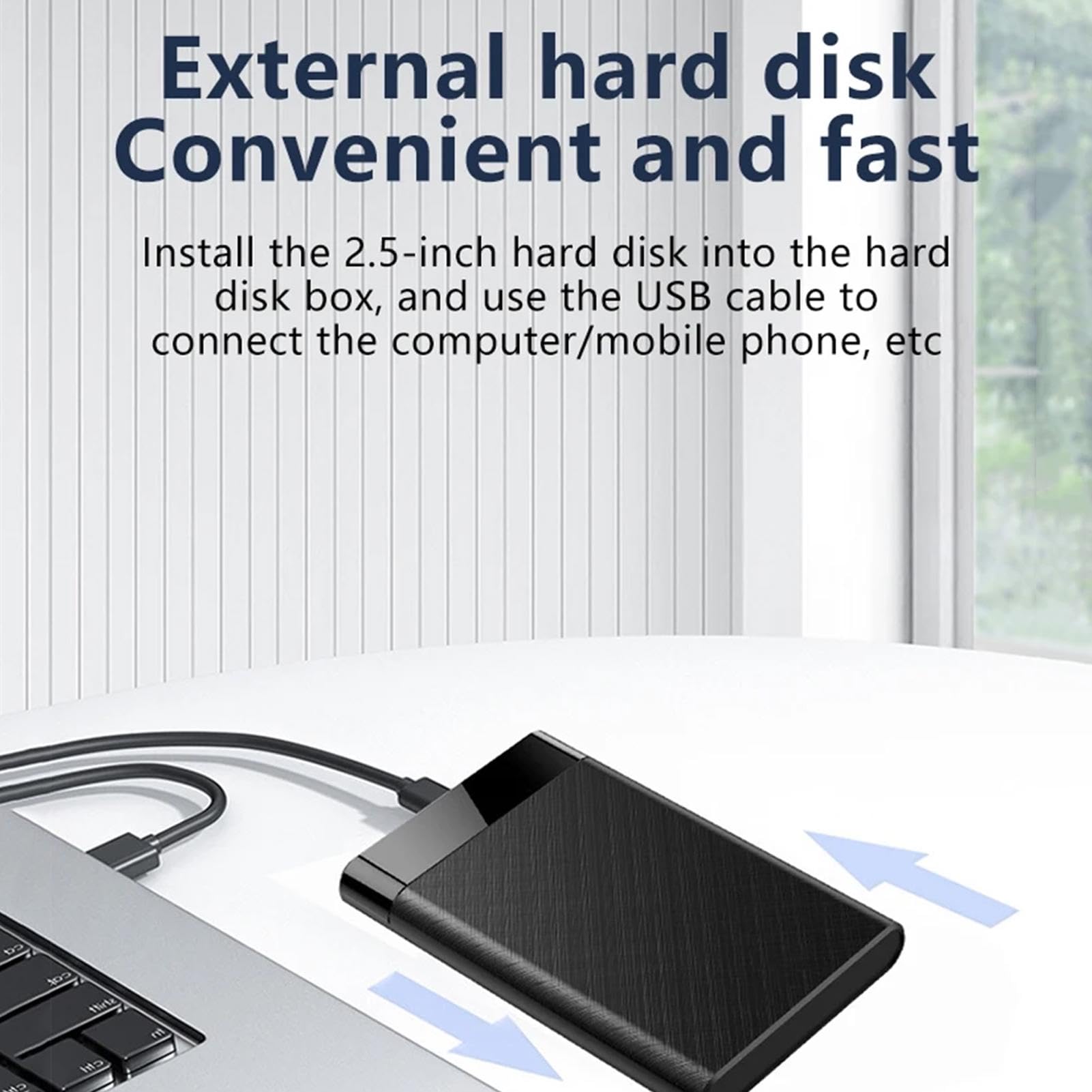 Yorajuy 2.5 Inch USB 3.1 Hard Drive Enclosure Case - 6Gbps High-Speed External HDD Storage Box for Laptop, PC, TV - Perfect for Data Backup, File Transfer & Outdoor Use