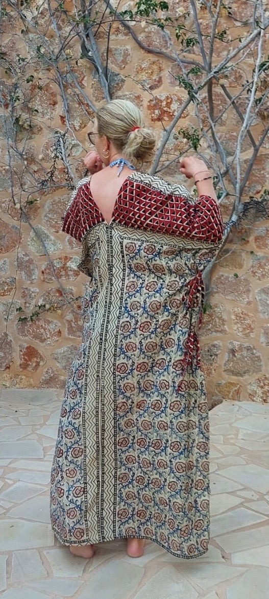 Flori Kaftan Dress for Women - Flowy Summer Beach Cover Up with Boho Floral Print - Perfect for Vacations, Pool Parties & Resort Wear