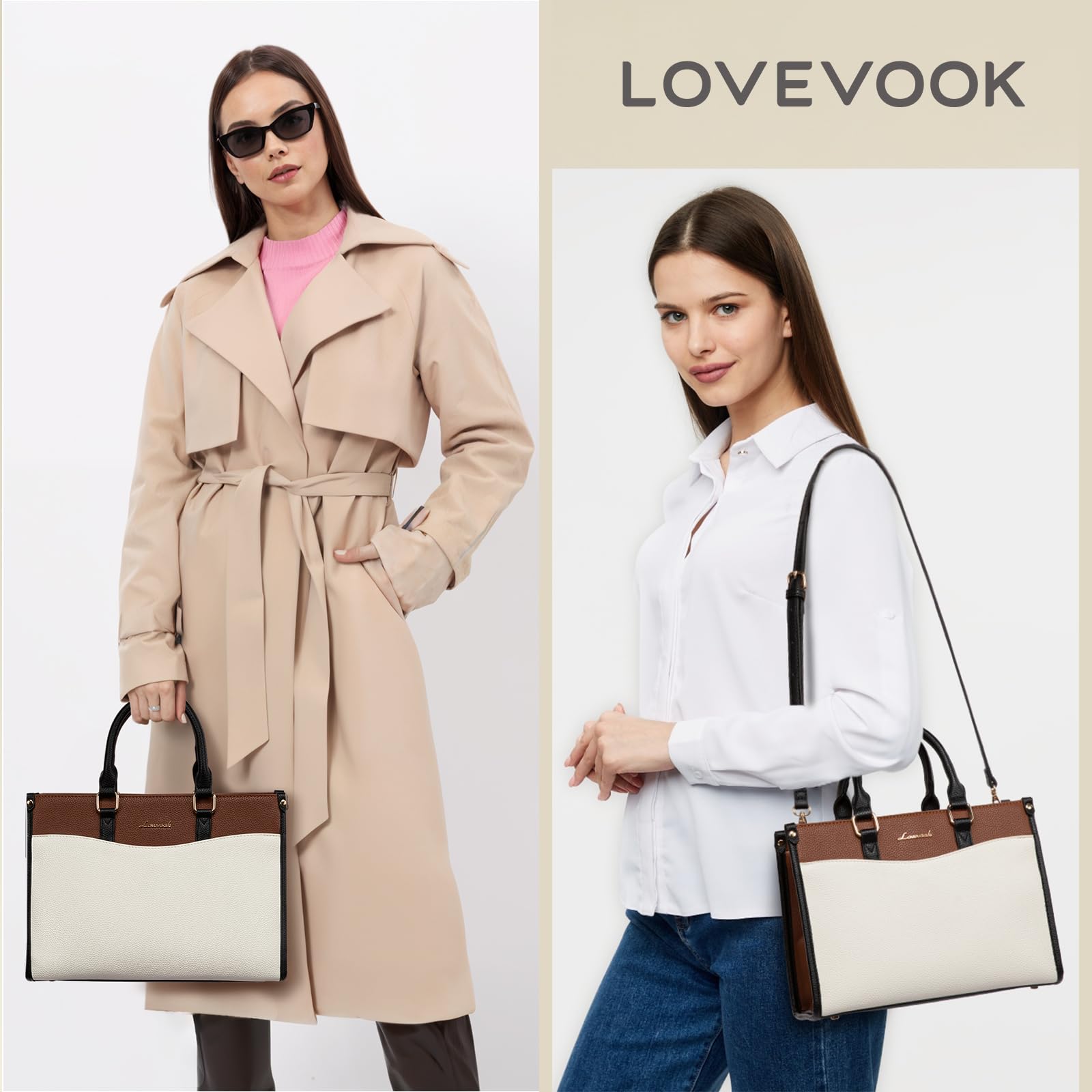 LOVEVOOK Women's Tote Bag & Crossbody Purse Set with Matching Clutch - Stylish Top Handle Satchel Handbag for Work, Travel & Everyday Use