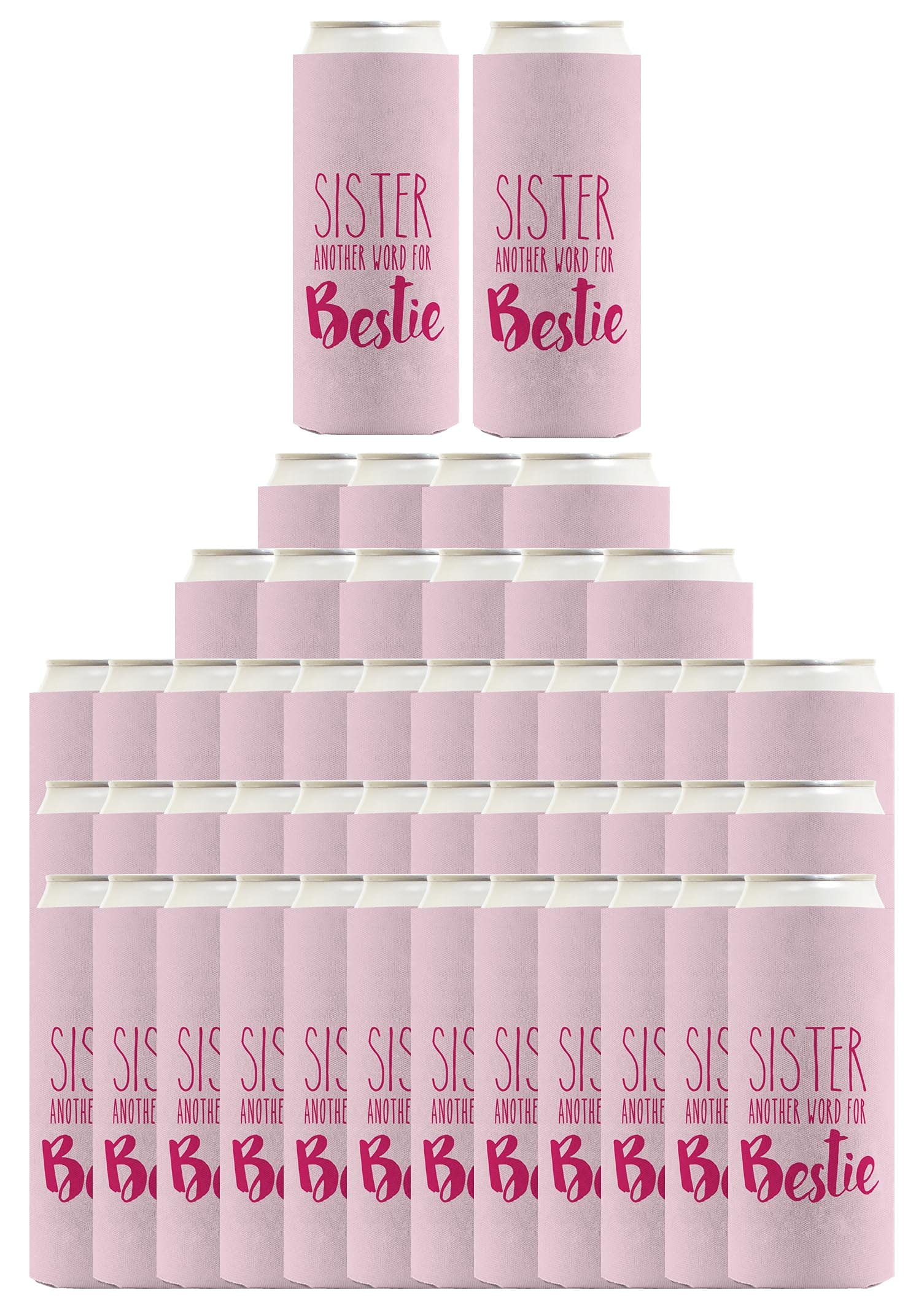48-Pack Ultra Slim Can Coolers - Sentimental Gifts for Sister & Best Friend - Perfect for Birthday, Anniversary, and Sisterhood Celebrations