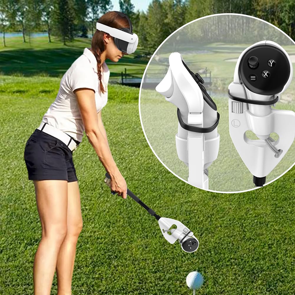 VR Golf Club Handle Compatible with Meta Quest 3 & Oculus Quest Pro - Enhance Your VR Golf Experience - Premium Virtual Reality Controller Grip Accessories - Perfect for Golf Simulators & VR Sports Gaming
