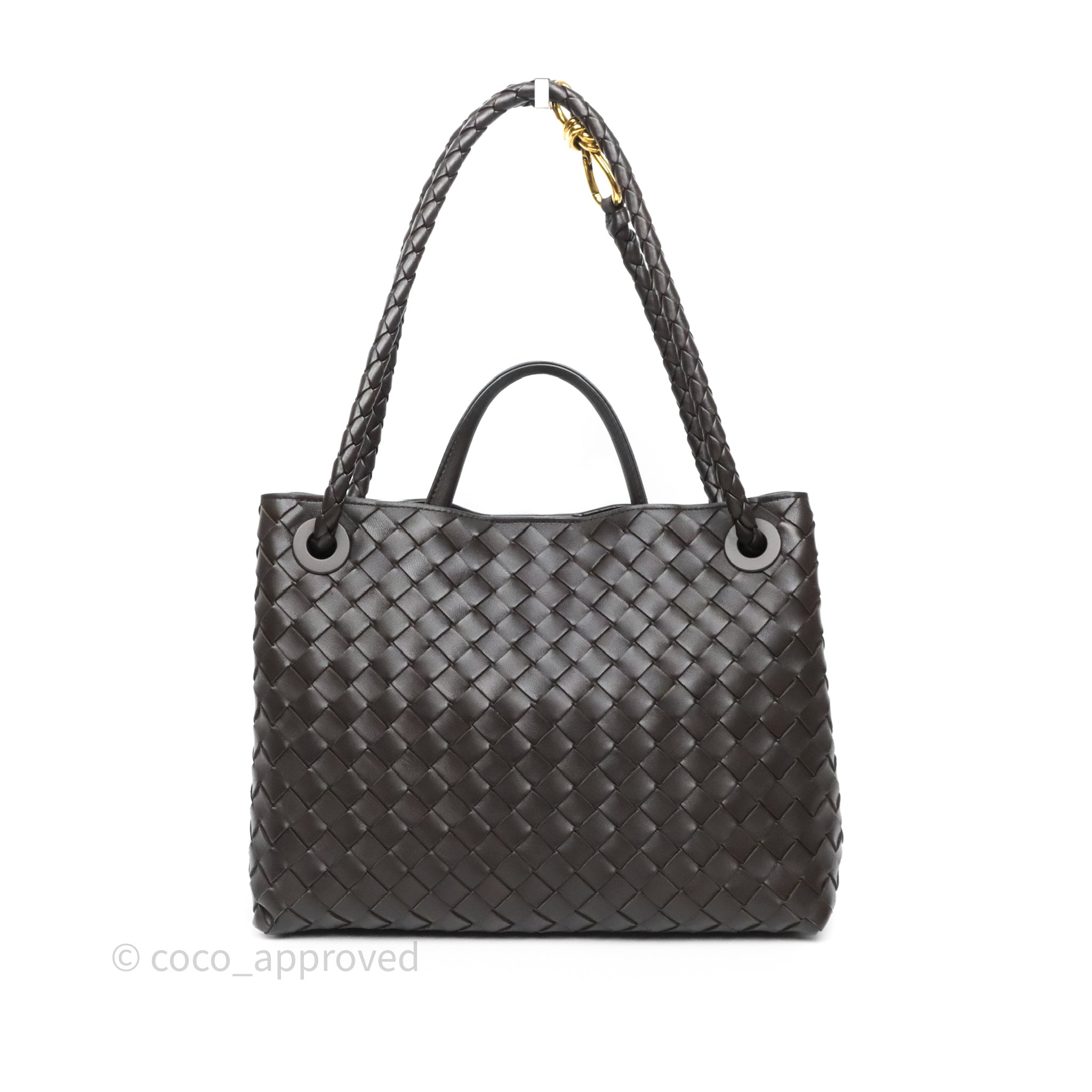 Bottega Veneta Medium Andiamo Bag in Fondant Brown - Intrecciato Lambskin Leather Crossbody Shoulder Bag for Women | Perfect for Work, Travel & Everyday Luxury