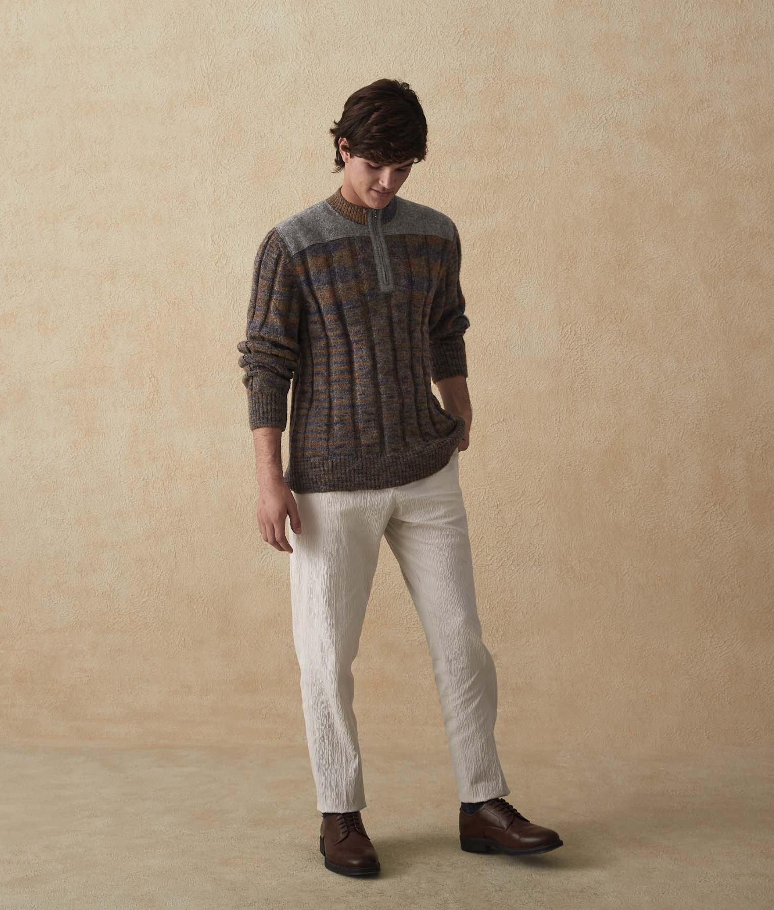Men's Half Zip Ribbed Sweater - Stylish & Comfortable Pullover for Casual Wear & Outdoor Activities