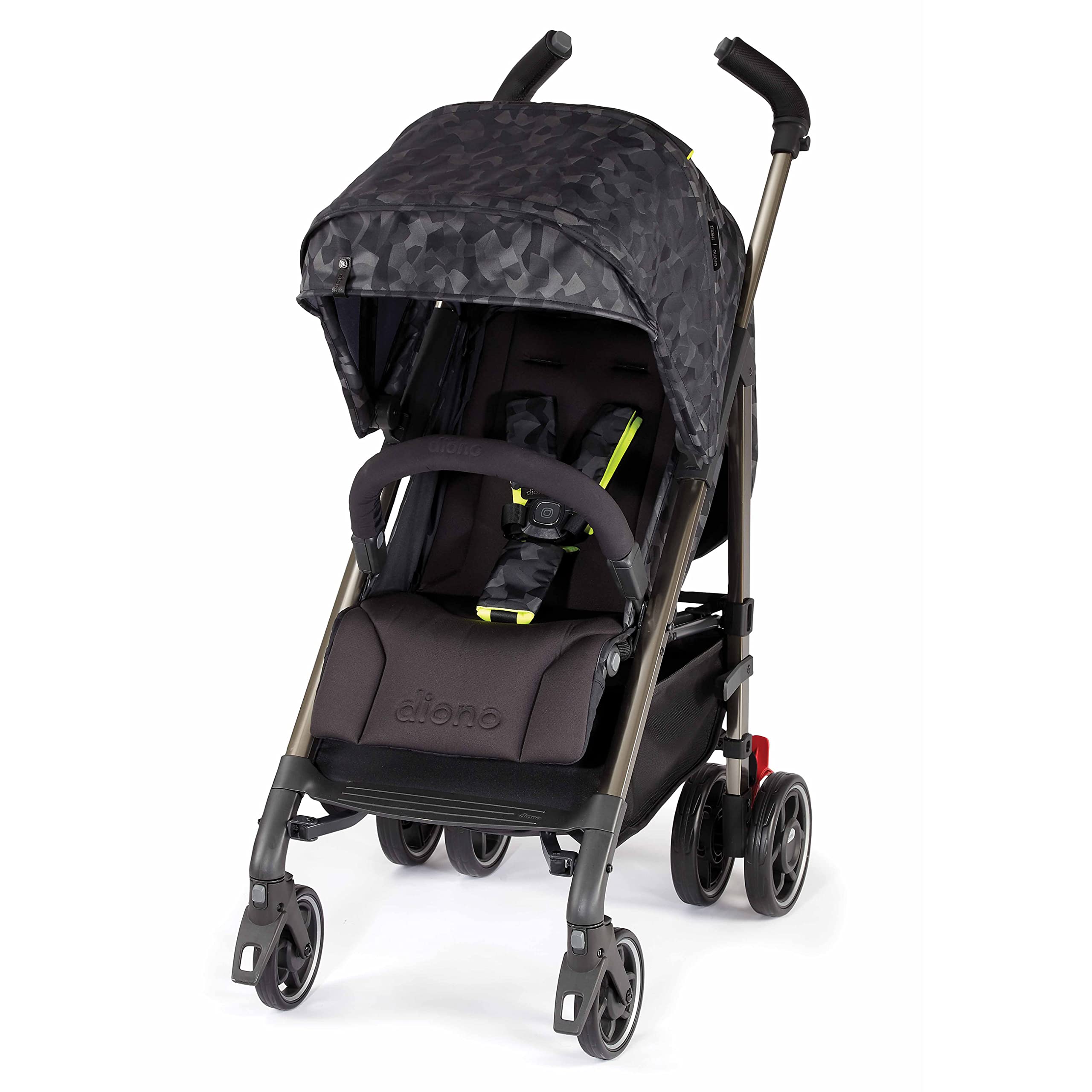 Diono Flexa Luxe Lightweight Umbrella Stroller for Babies & Toddlers - Compact Fold, Car Seat Compatible, XL Storage Basket, Black Camo - Perfect for Travel, Shopping & Everyday Use