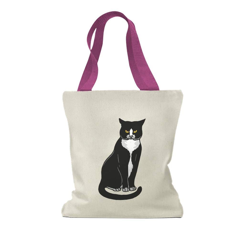 Custom Tuxedo Cat Canvas Tote Bag - Reusable Eco-Friendly Shopping & Beach Bag for Women - Perfect for Groceries, Travel, and Daily Use