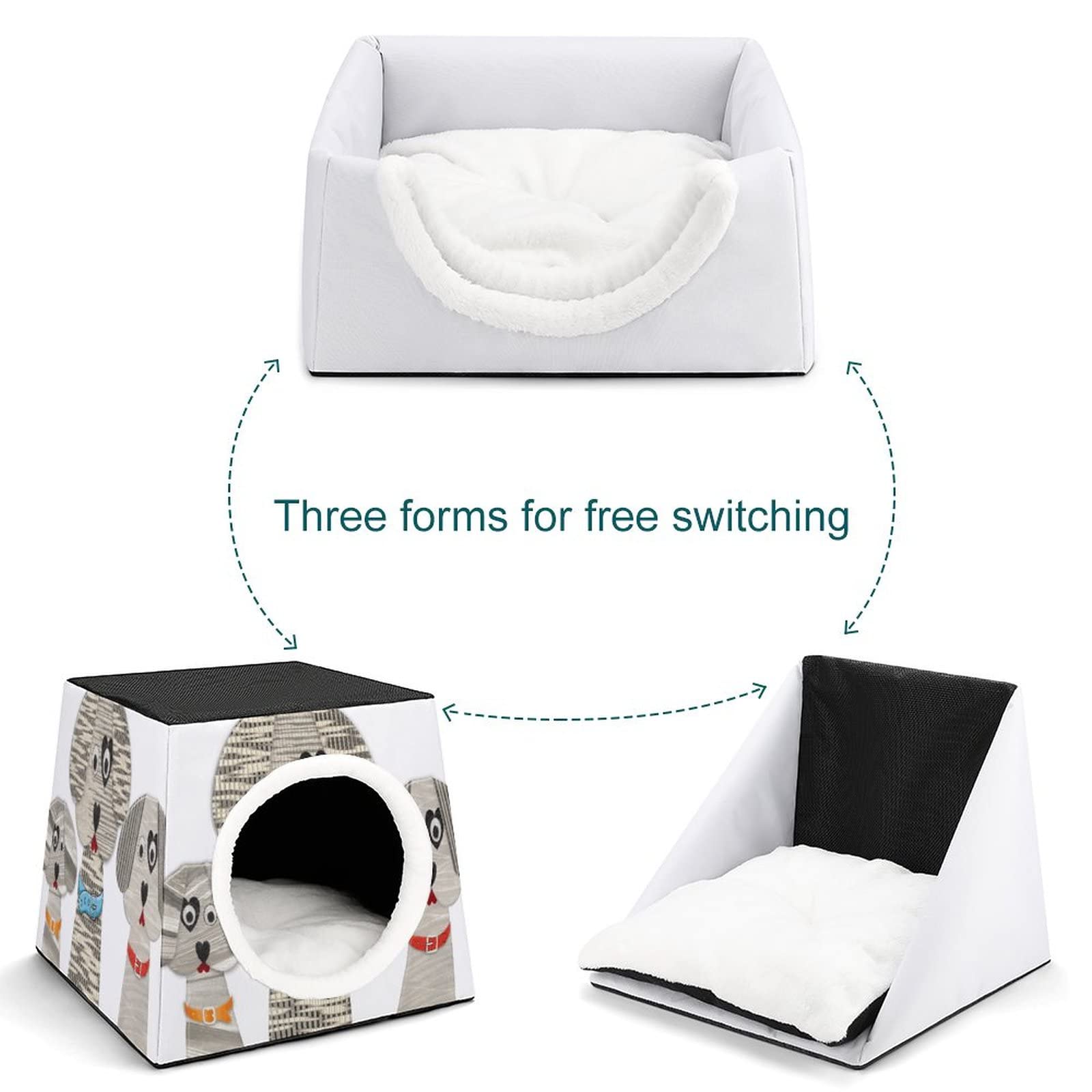 Multi-Functional Cat House - Soft Cat Bed & Cozy Sofa with Cute Printed Design, Indoor & Outdoor Kitty Shelter for Cats and Small Dogs | Perfect for Living Room, Bedroom, or Patio Use